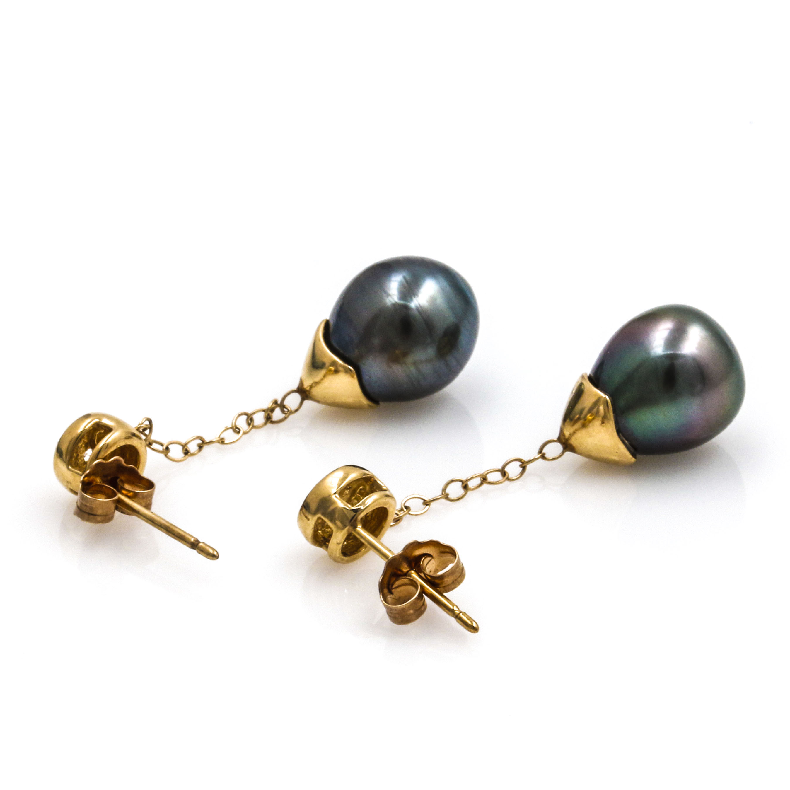 14K Yellow Gold Cultured Pearl and White Topaz Earrings
