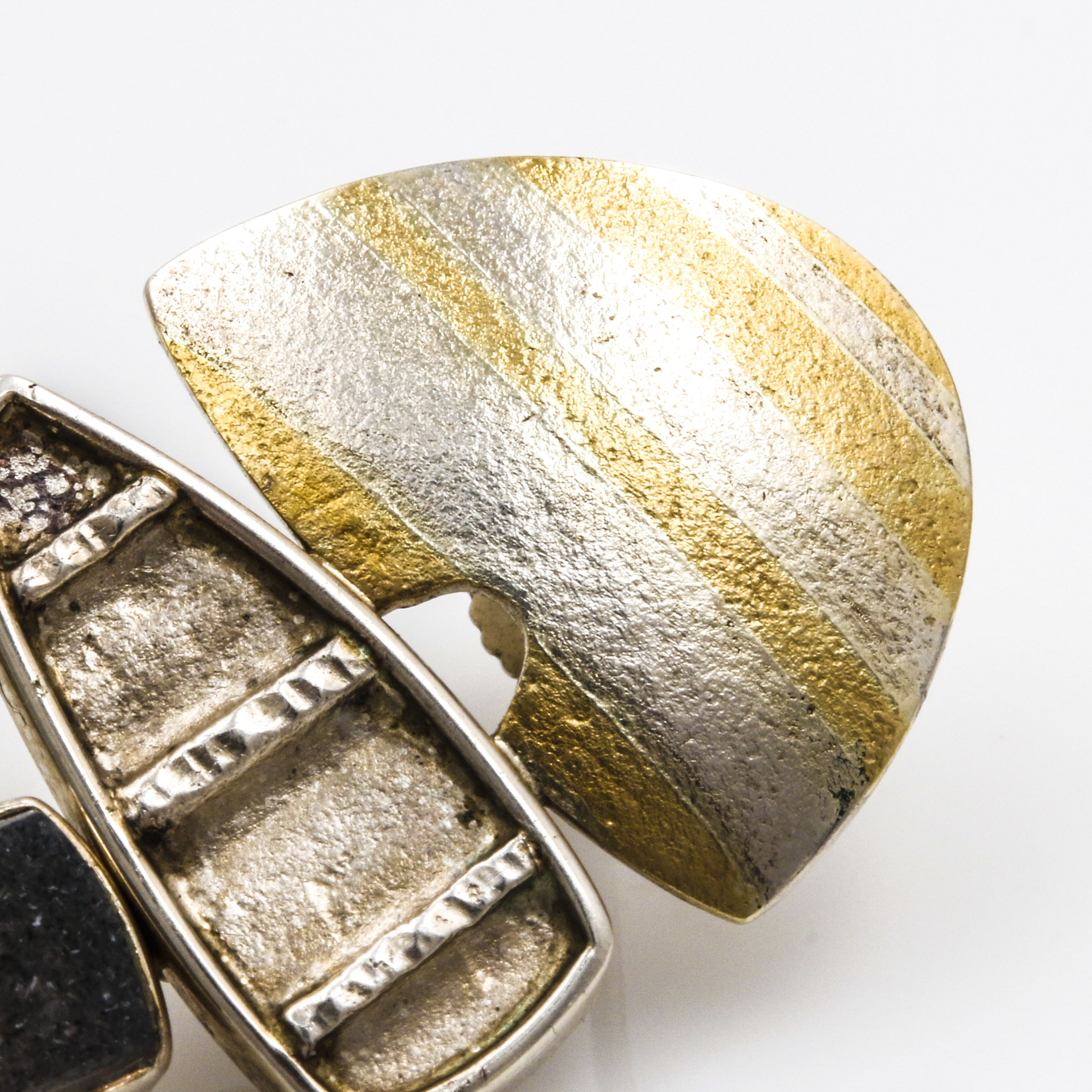 Sterling Silver and 24K Yellow Gold Abstract Druzy Earrings