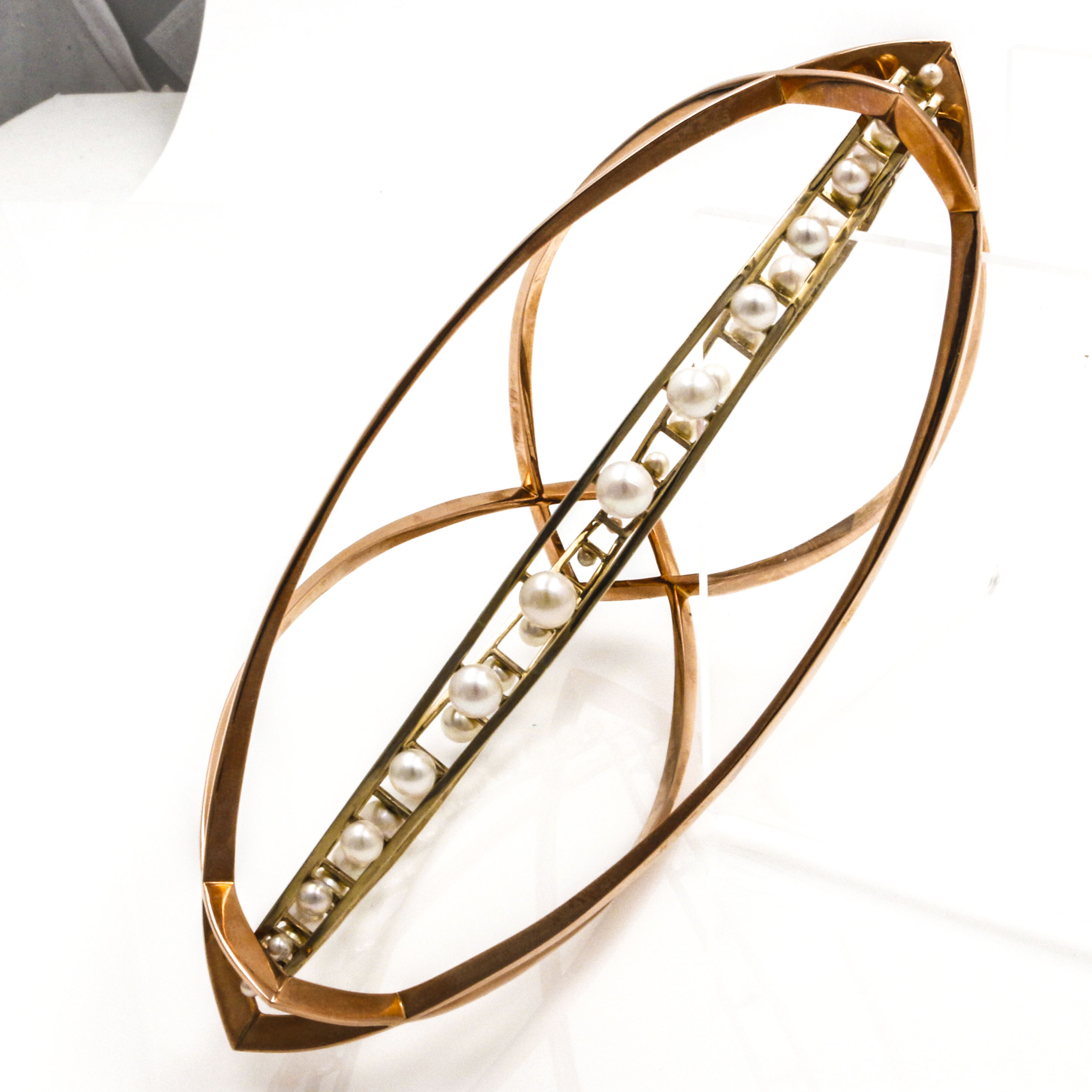 14K Rose and Yellow Gold Pearl Bracelet