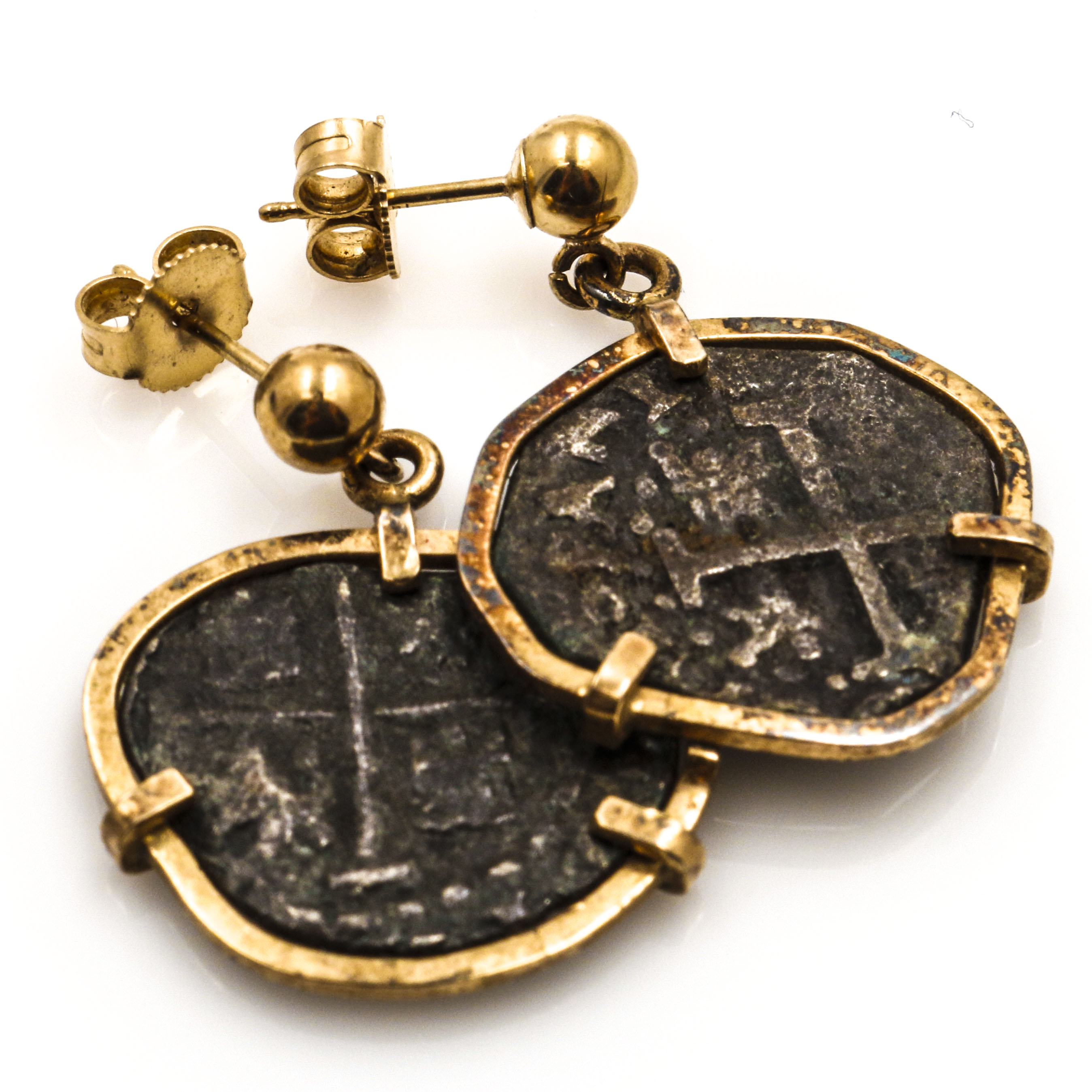 14K Yellow Gold Spanish Silver Cob Bracelet and Earrings