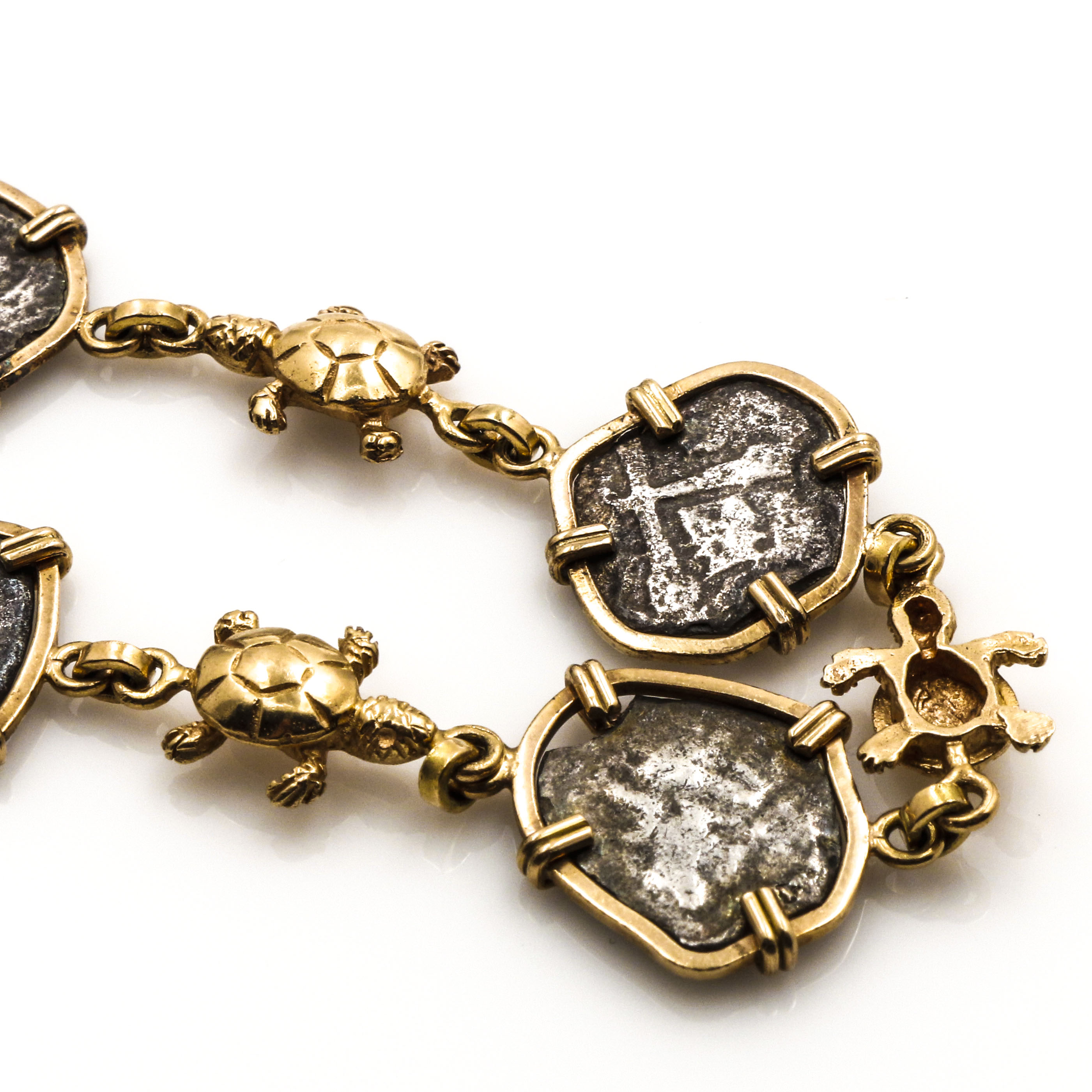 14K Yellow Gold Spanish Silver Cob Bracelet and Earrings