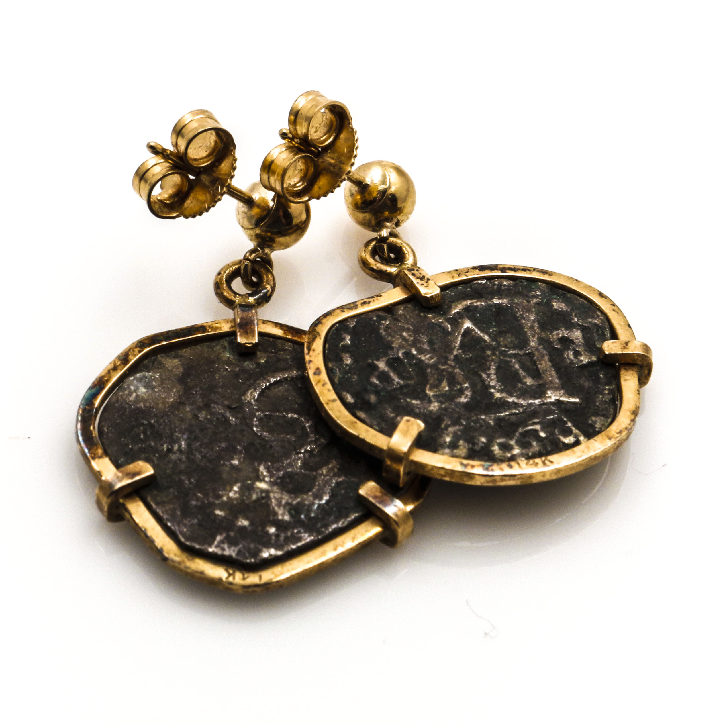 14K Yellow Gold Spanish Silver Cob Bracelet and Earrings