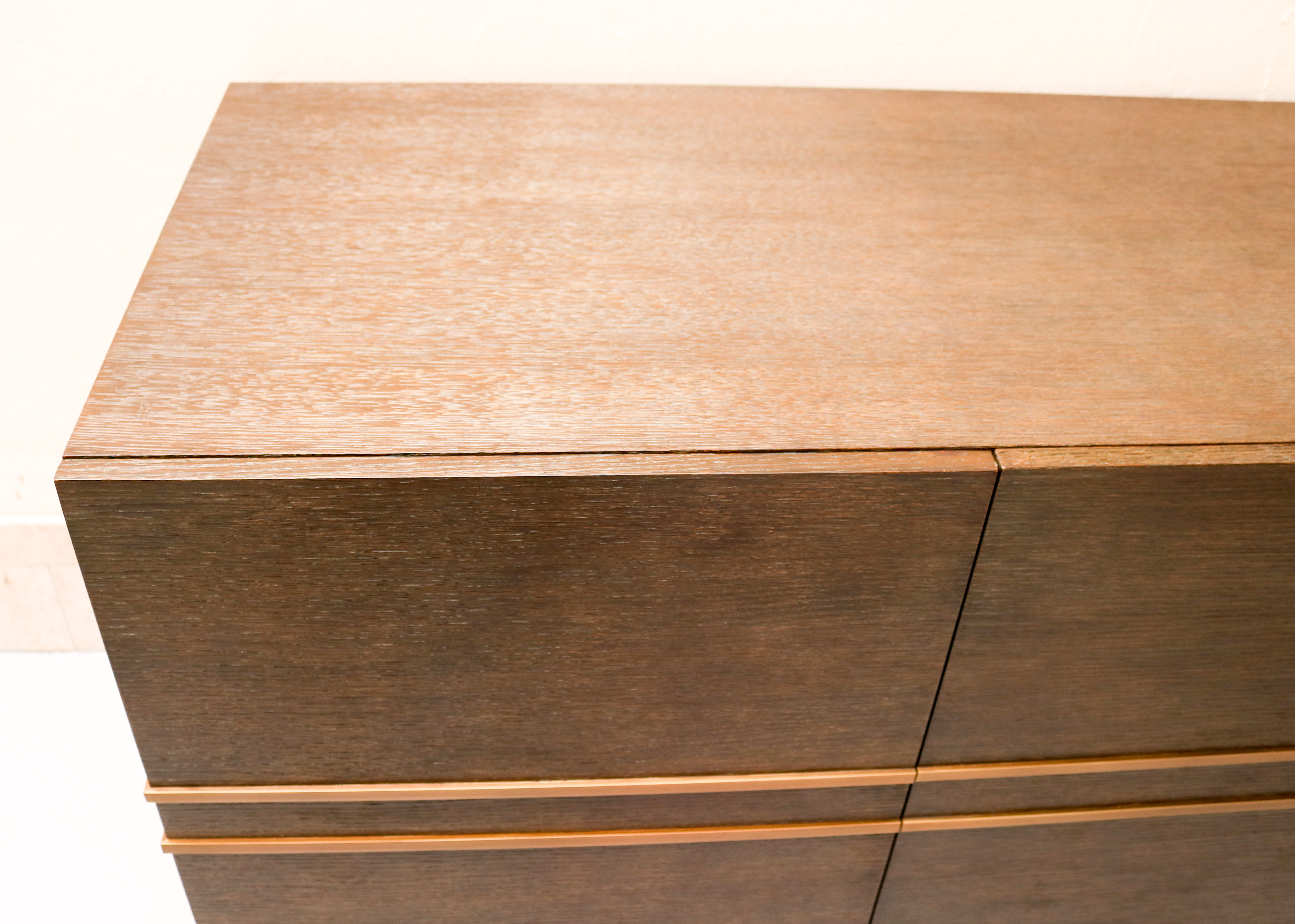 Modern-Style Wooden Credenza with Brass Inlay