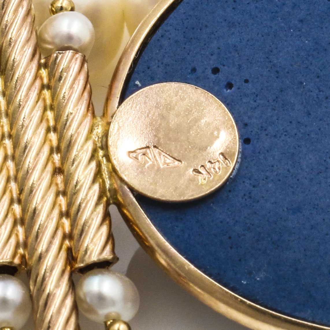 14K Yellow Gold Pearl and Jasperware Necklace