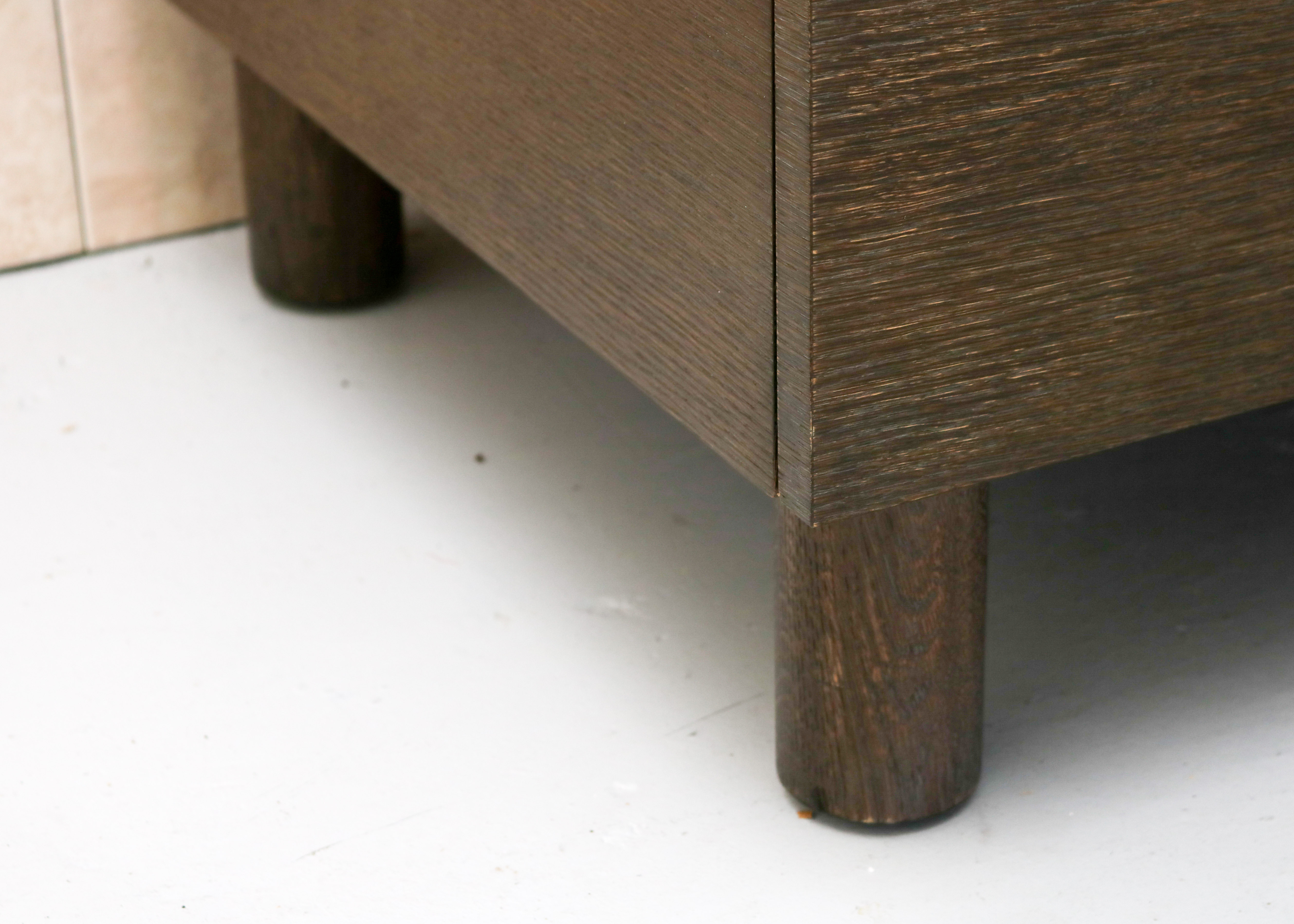 Modern-Style Wooden Credenza with Brass Inlay
