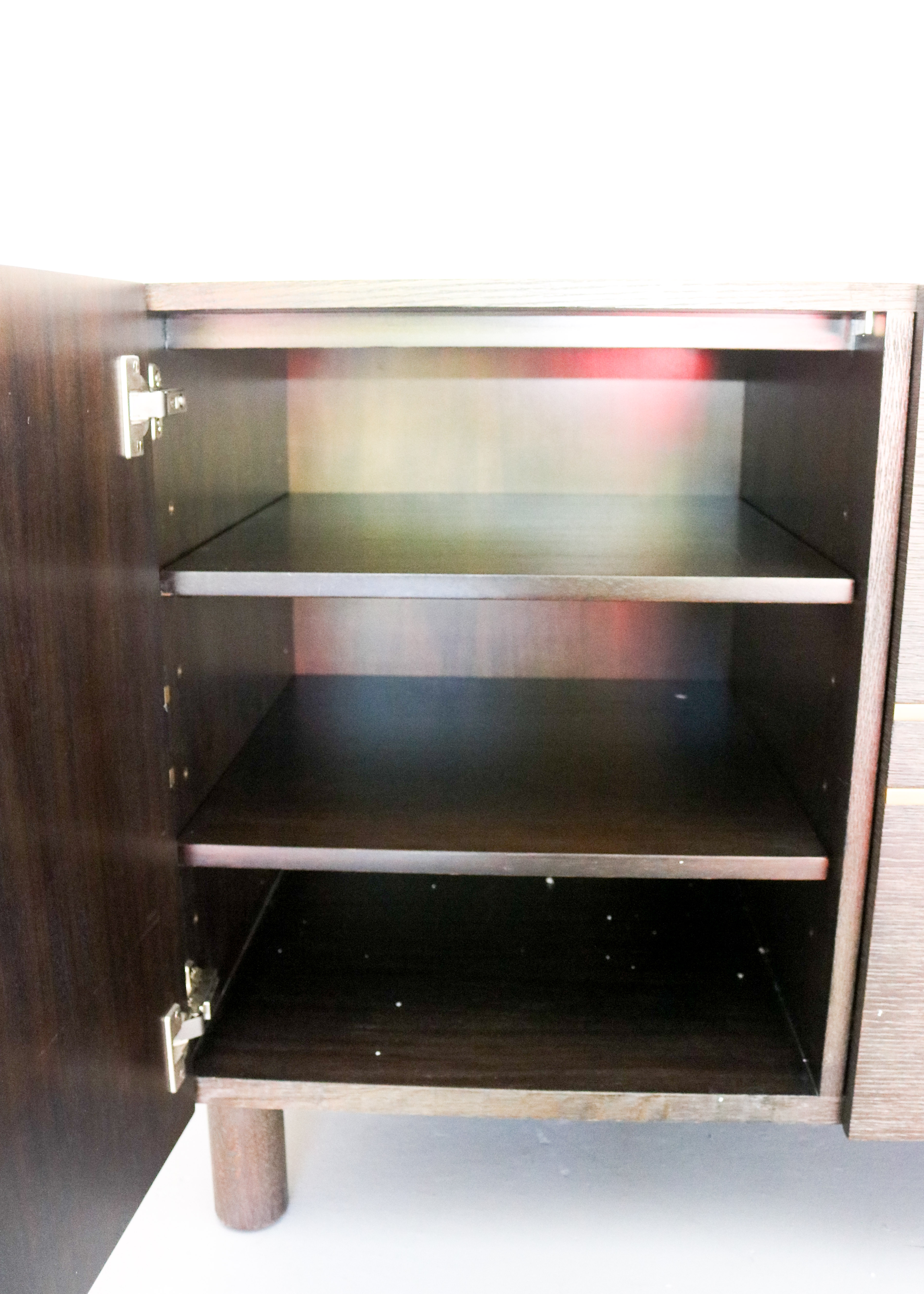 Modern-Style Wooden Credenza with Brass Inlay