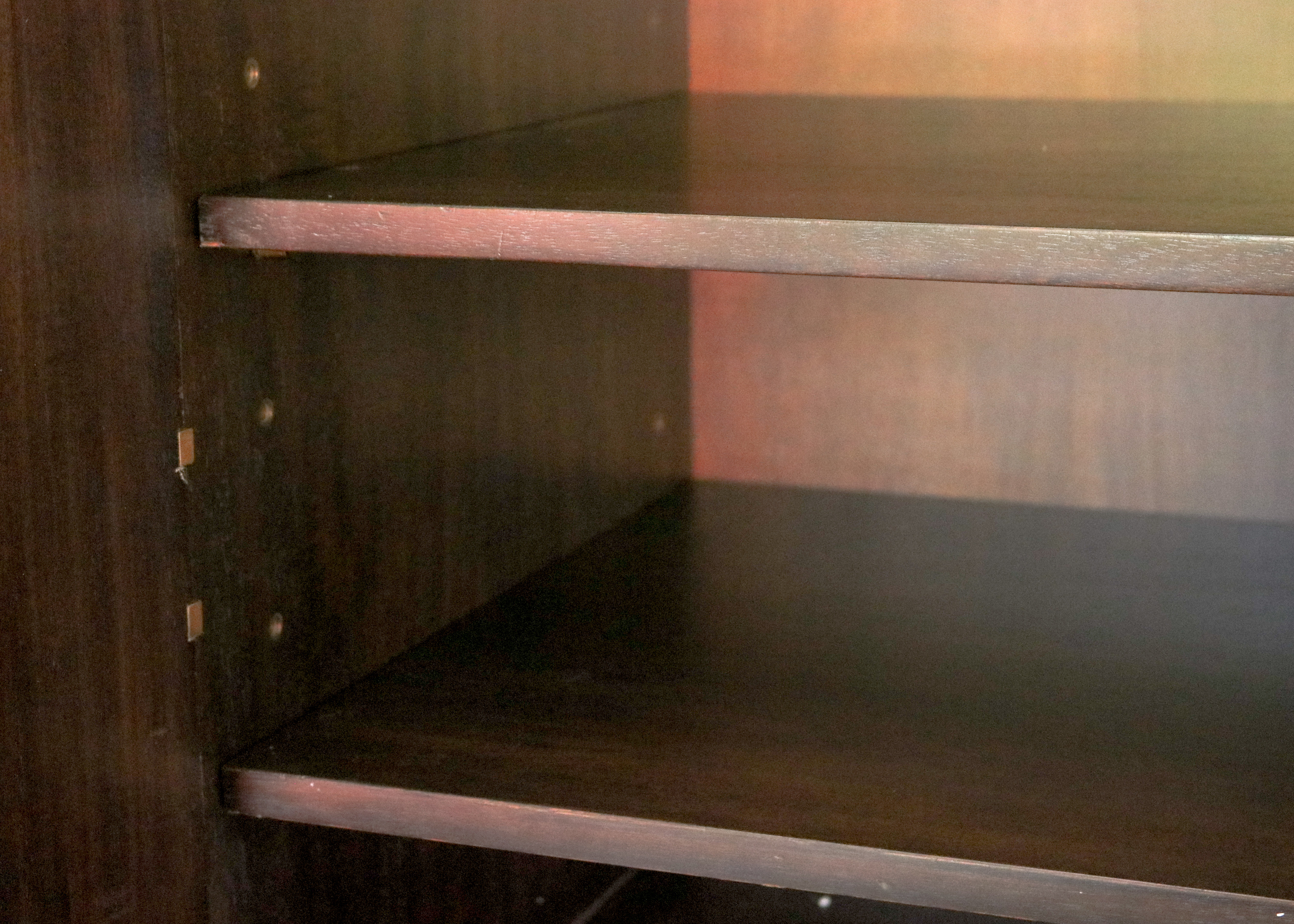 Modern-Style Wooden Credenza with Brass Inlay