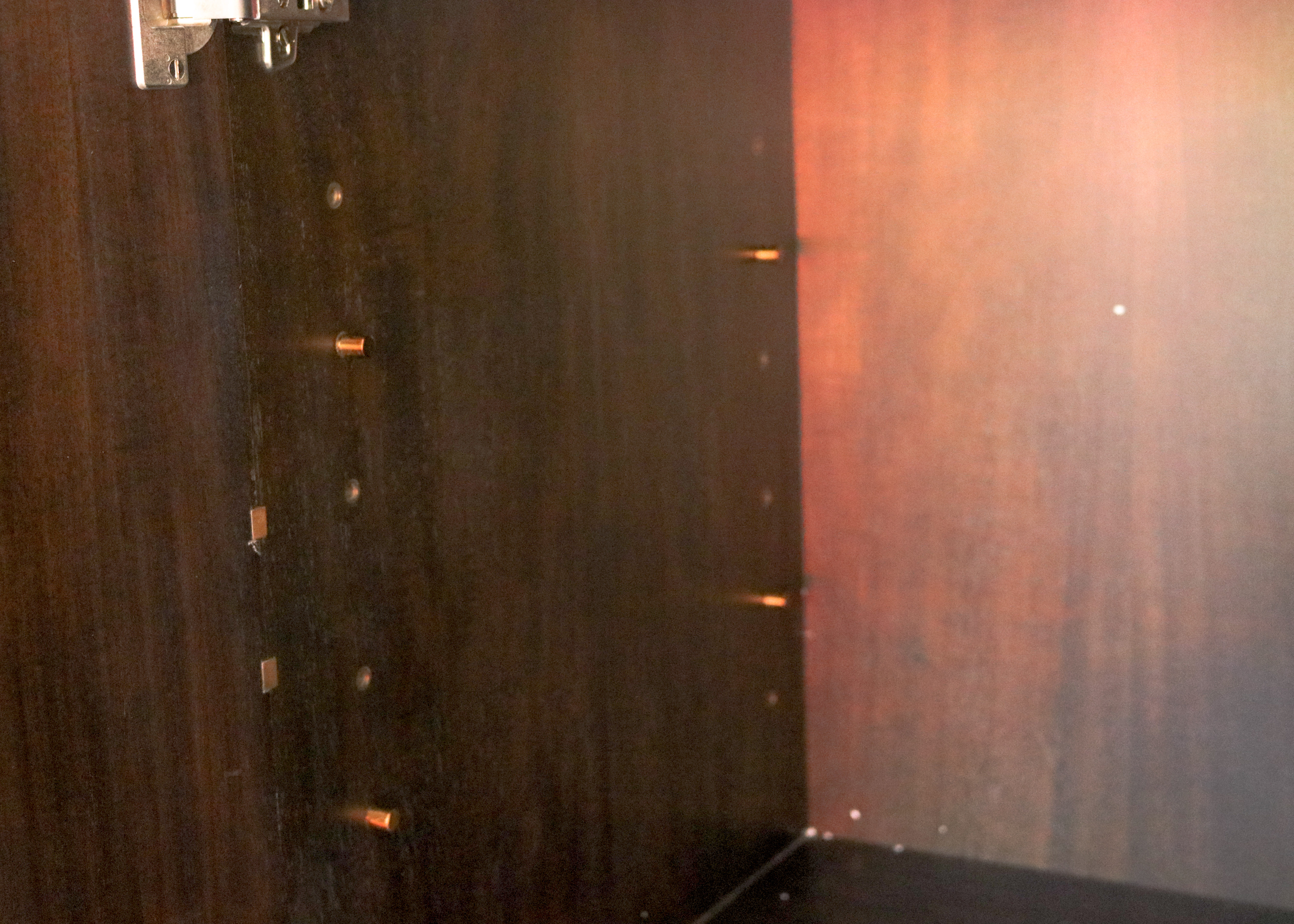 Modern-Style Wooden Credenza with Brass Inlay