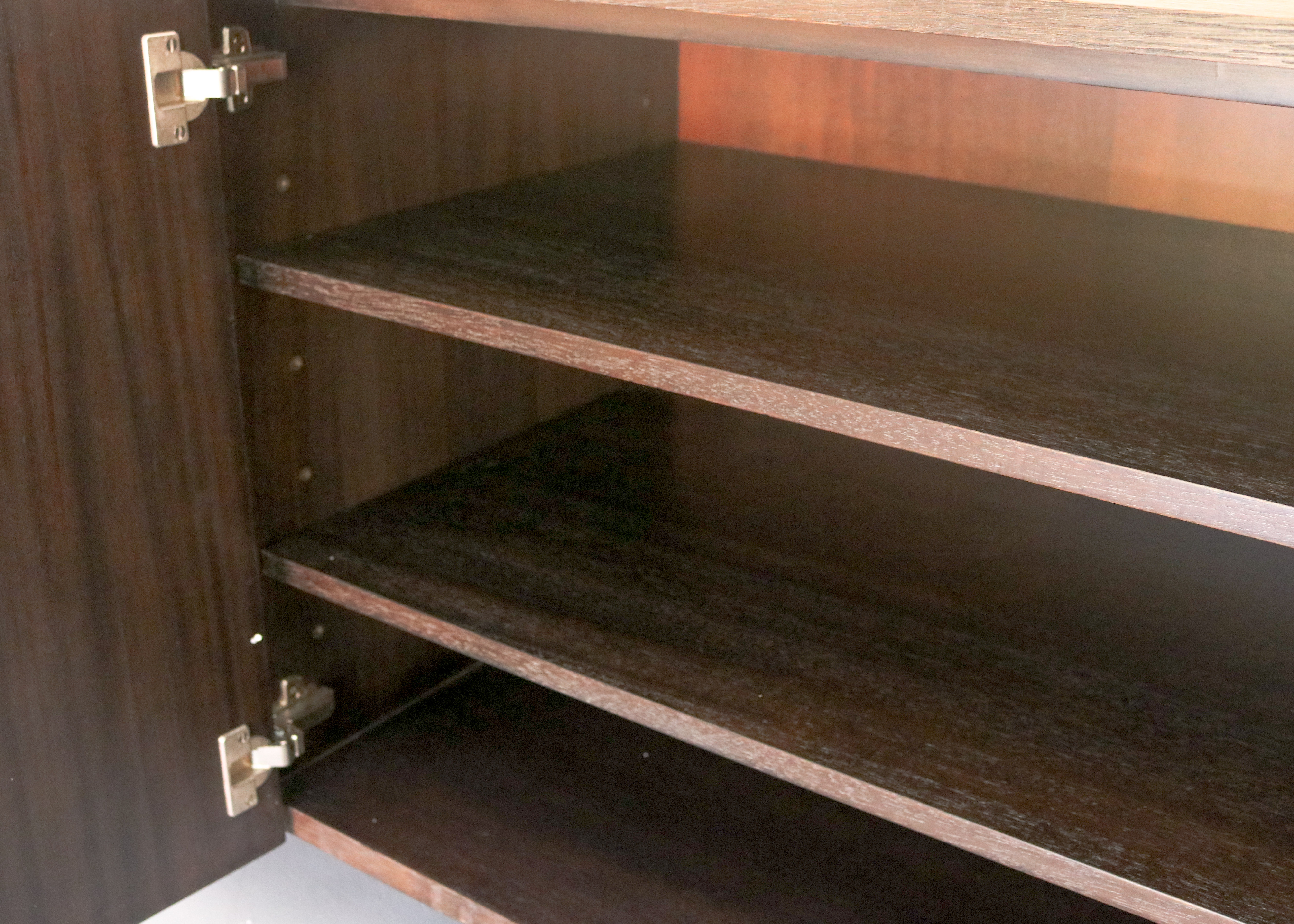 Modern-Style Wooden Credenza with Brass Inlay