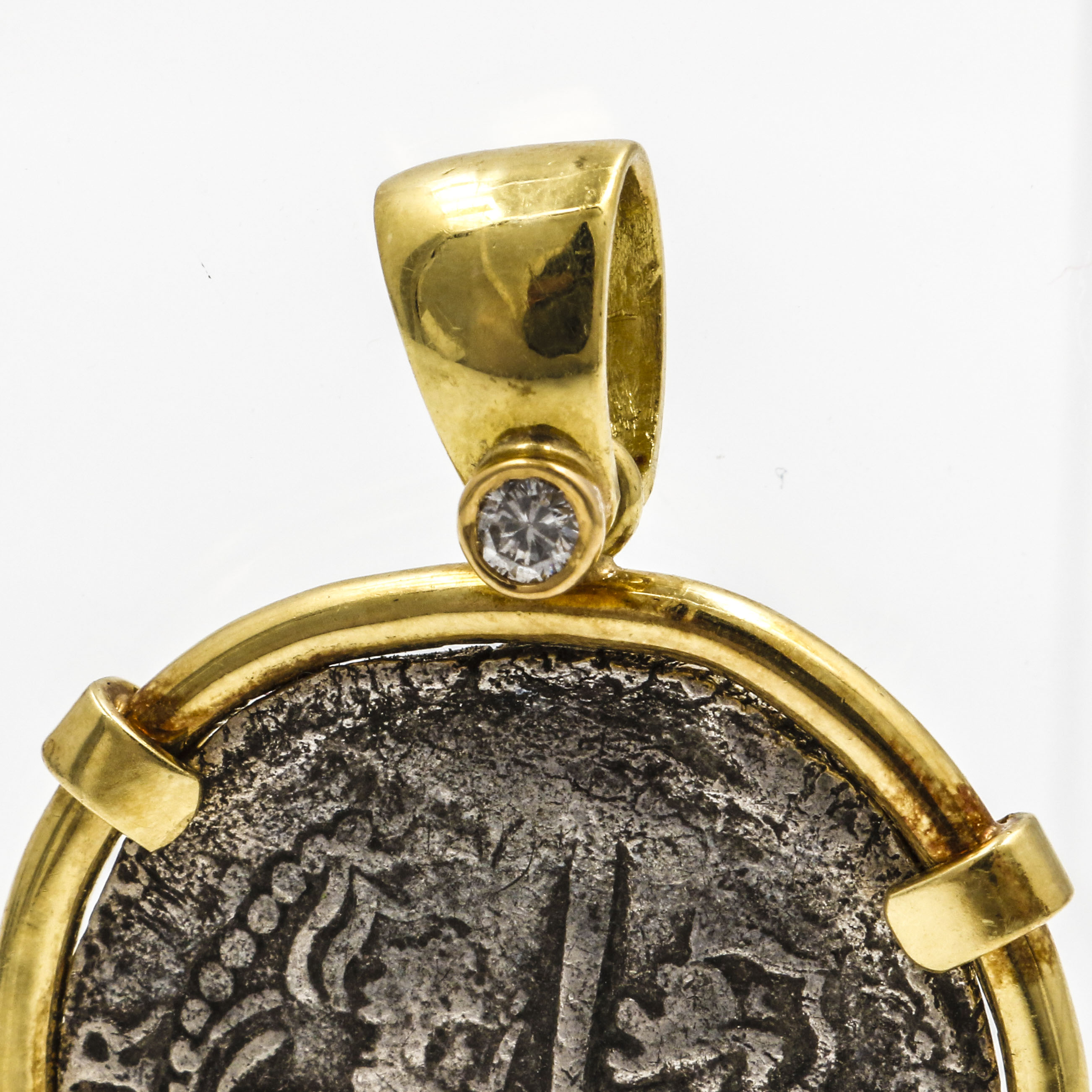 18K Yellow Gold Spanish Reale Coin Pendant