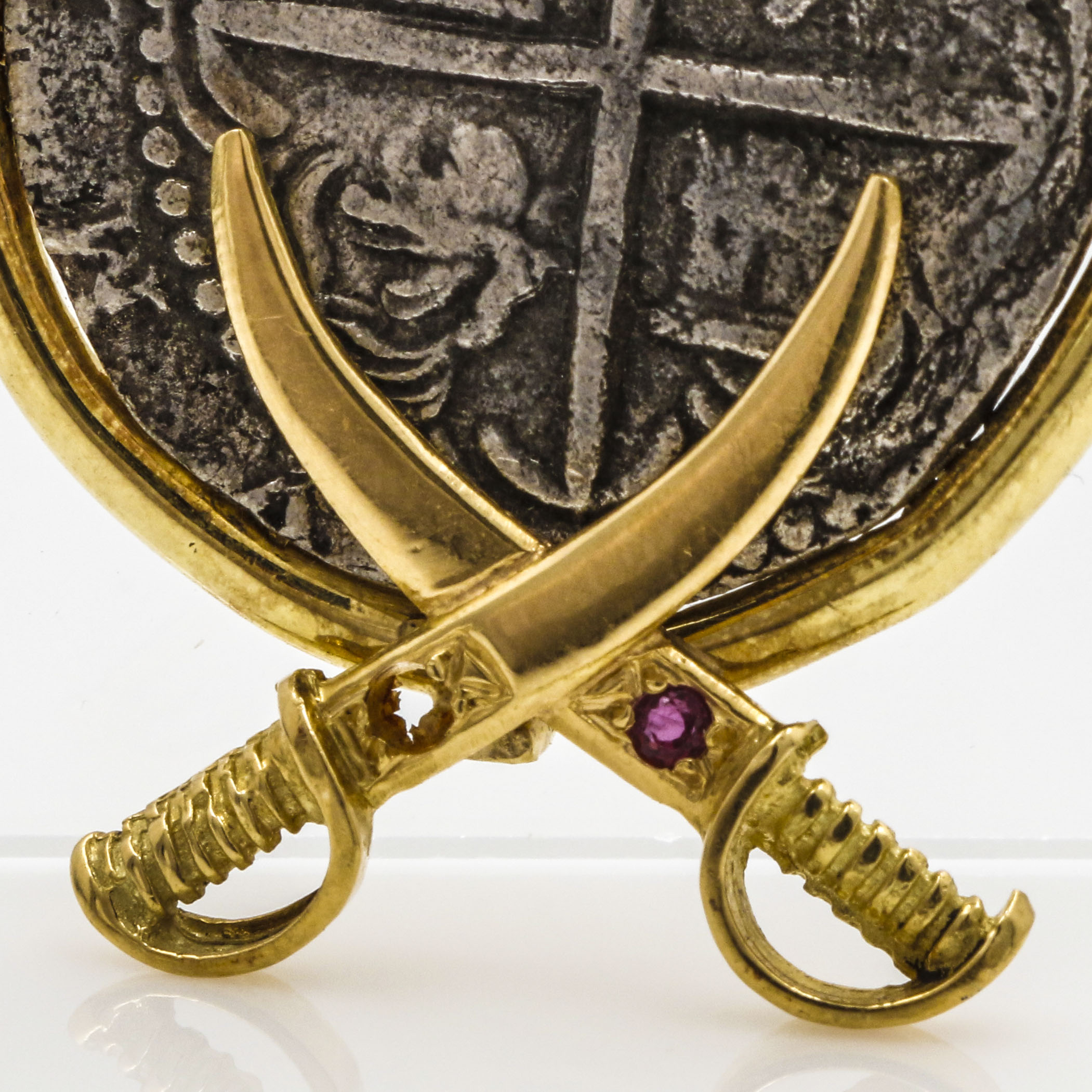 18K Yellow Gold Spanish Reale Coin Pendant