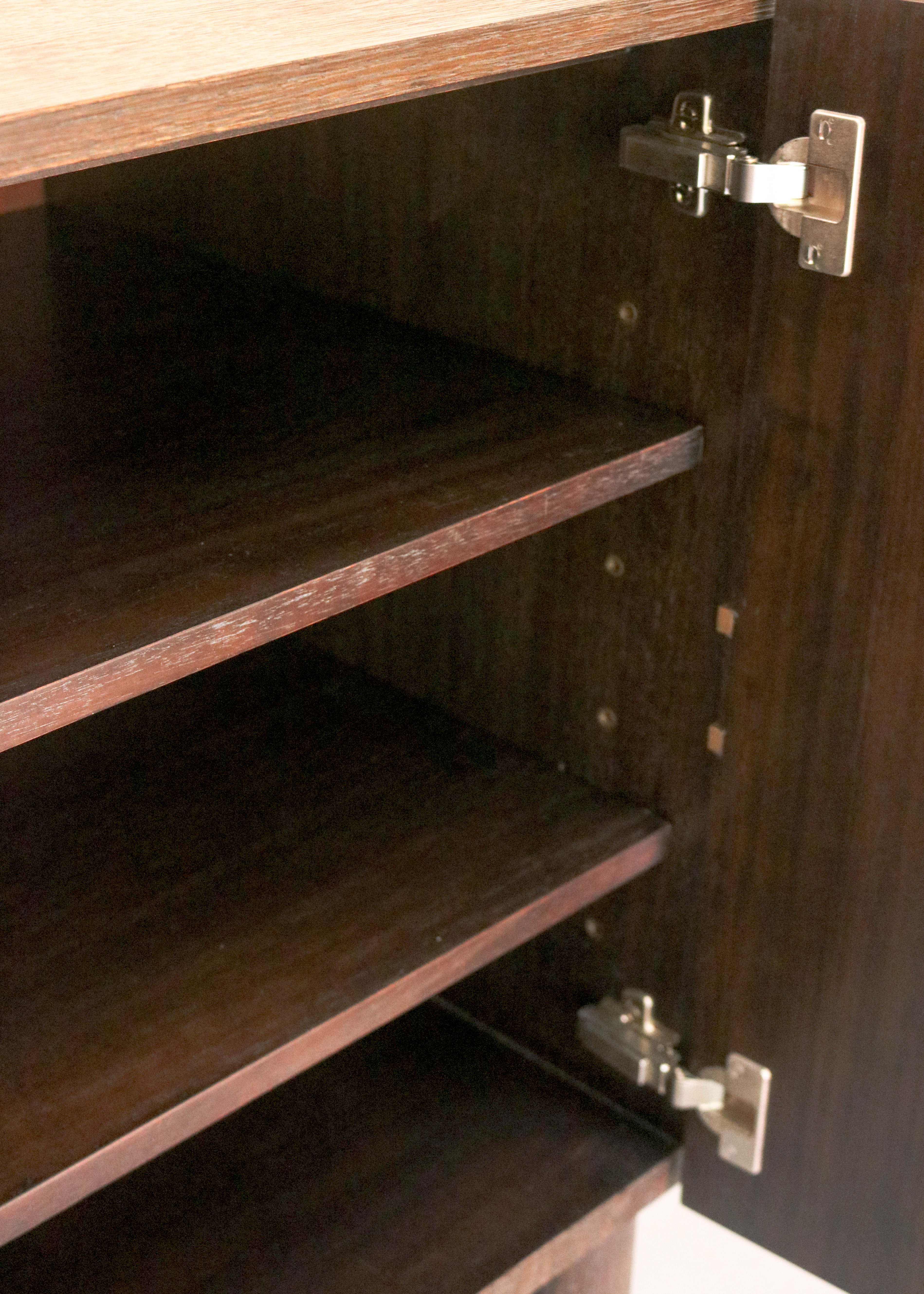 Modern-Style Wooden Credenza with Brass Inlay