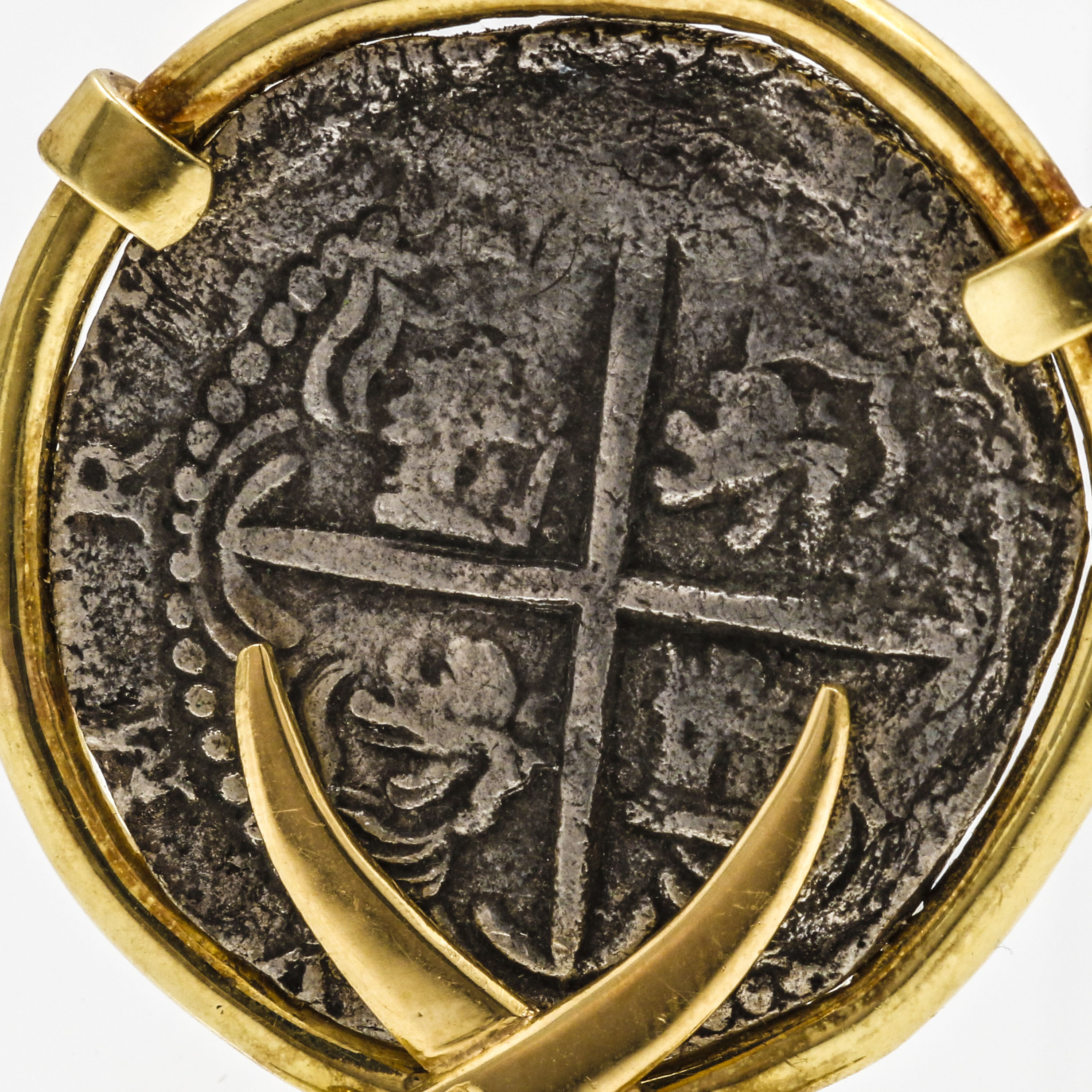 18K Yellow Gold Spanish Reale Coin Pendant