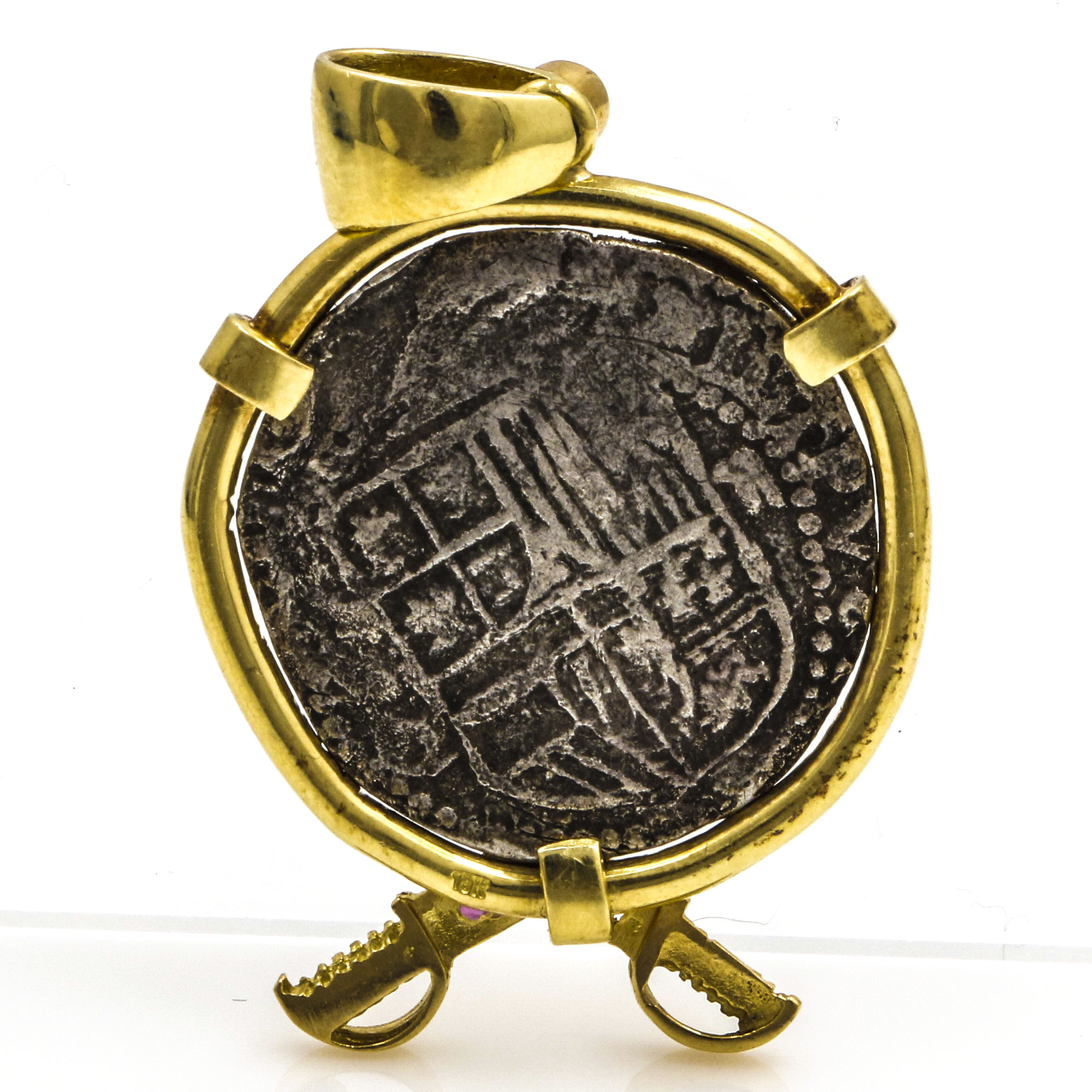 18K Yellow Gold Spanish Reale Coin Pendant