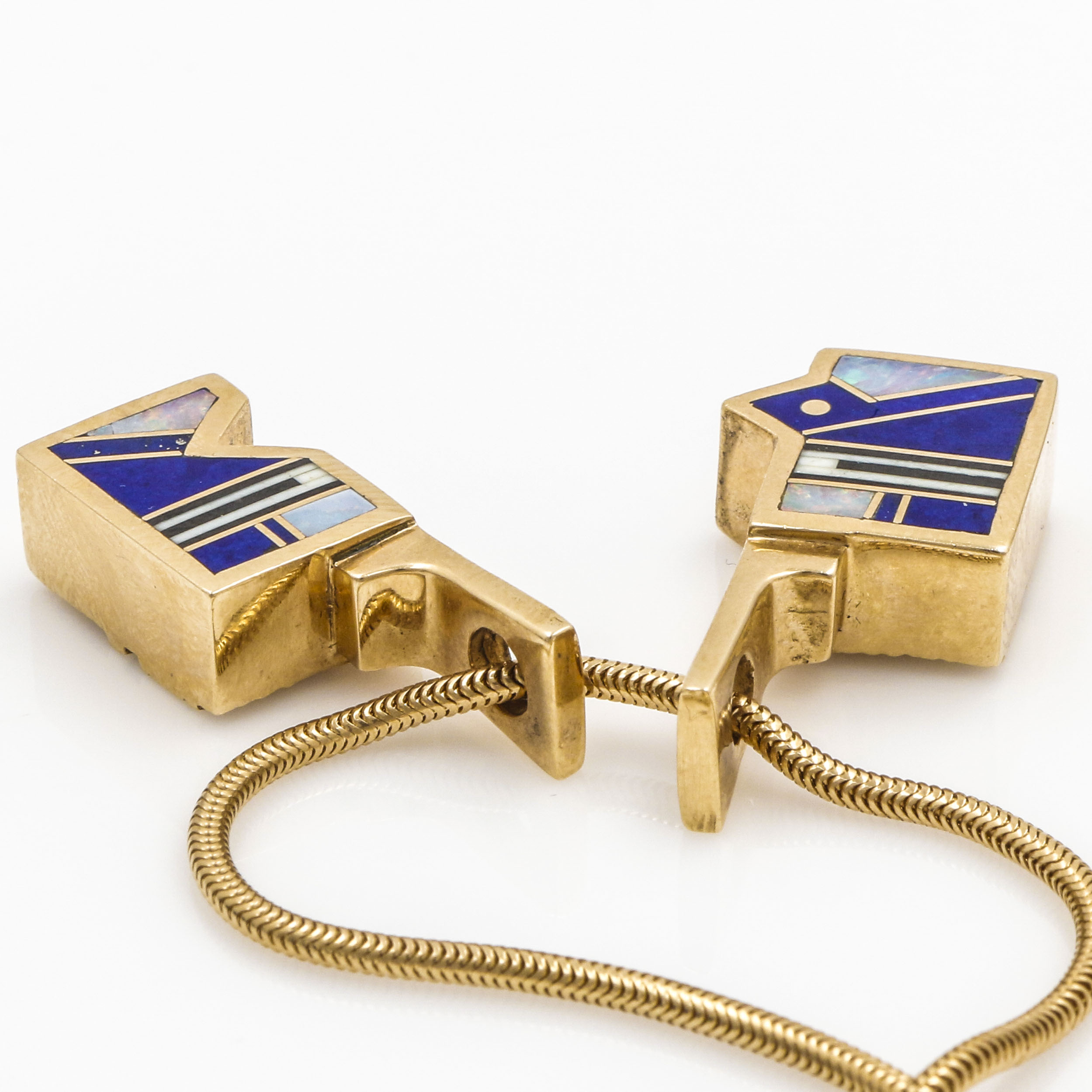 Tracey Designs 14K Yellow Gold Mosaic Gemstone Inlay Yeibichai Pendant Necklace