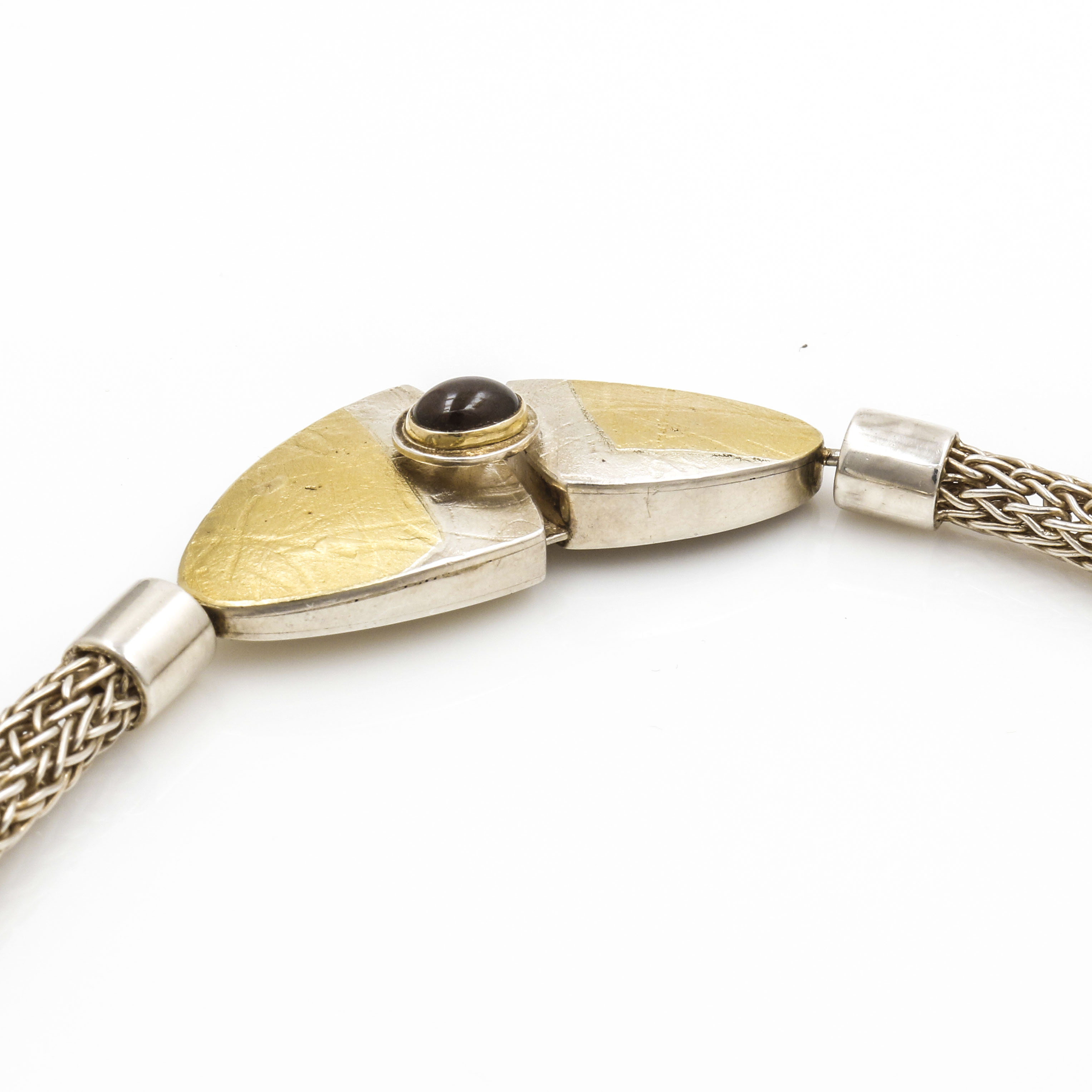 Artisan Sterling Silver and Yellow Gold Gemstone Necklace