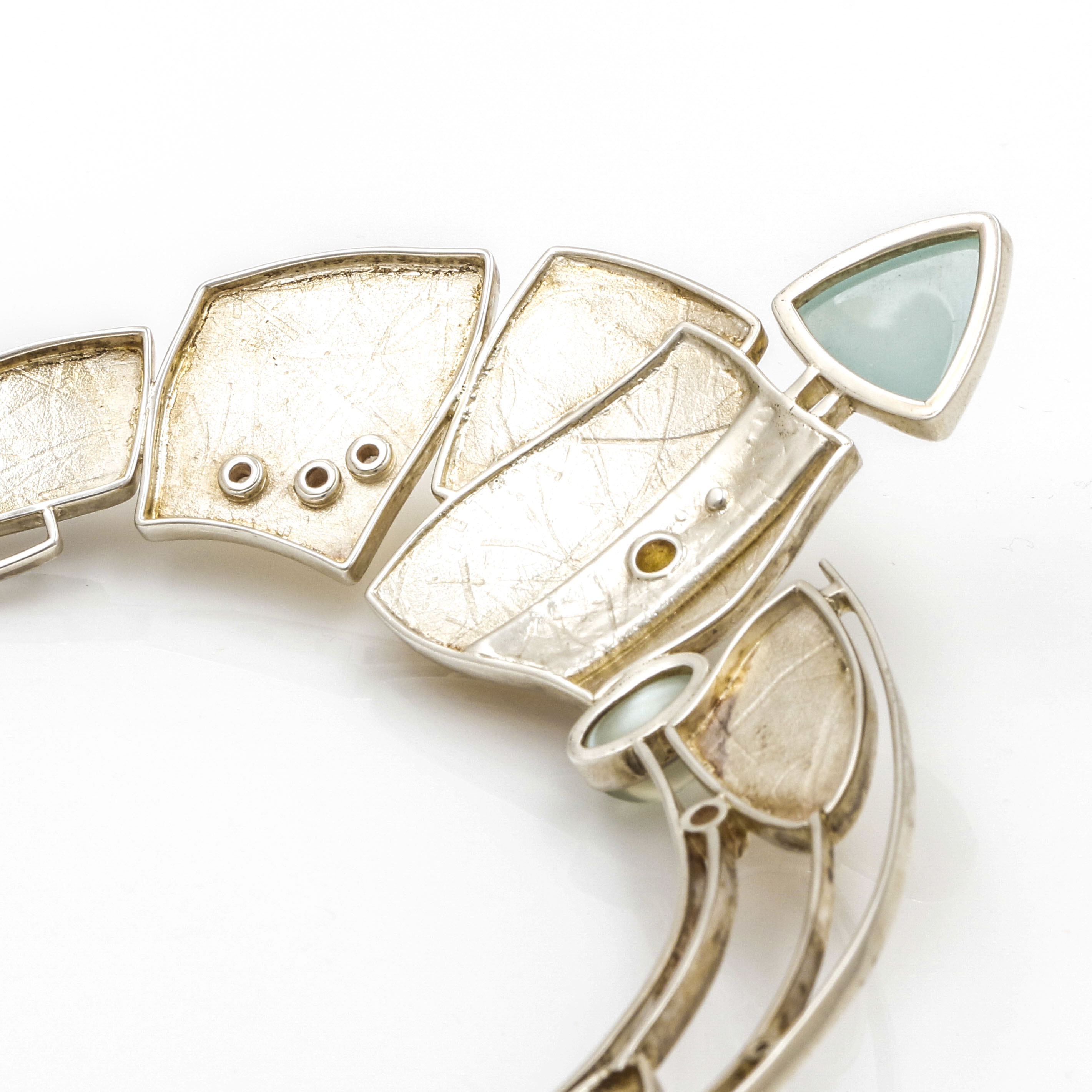 Artisan Sterling Silver and Yellow Gold Gemstone Necklace