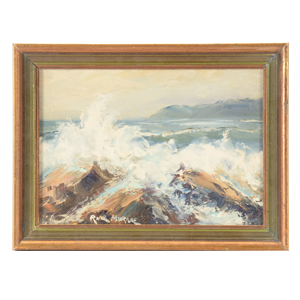 Ruth Zorn Murane Original Oil Seascape on Academy Board
