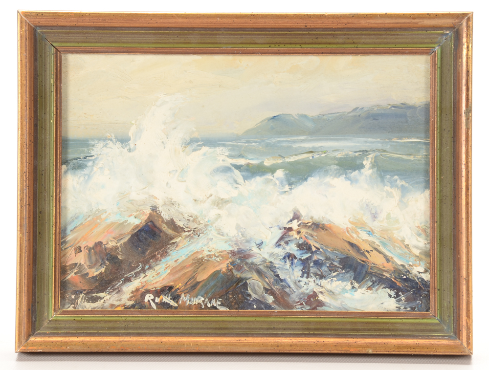 Ruth Zorn Murane Original Oil Seascape on Academy Board