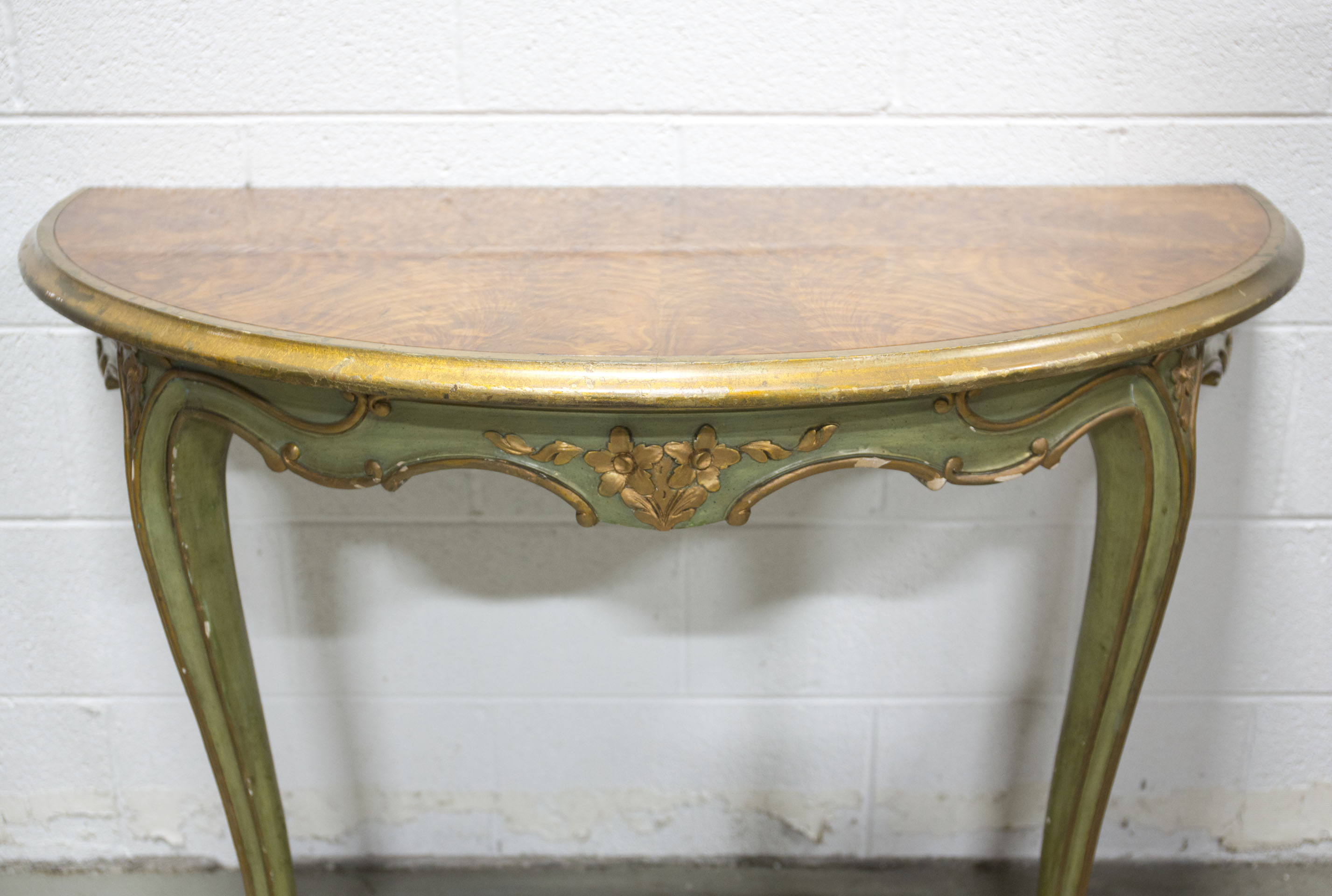 Vintage Louis XV Style Demilune Console Tables