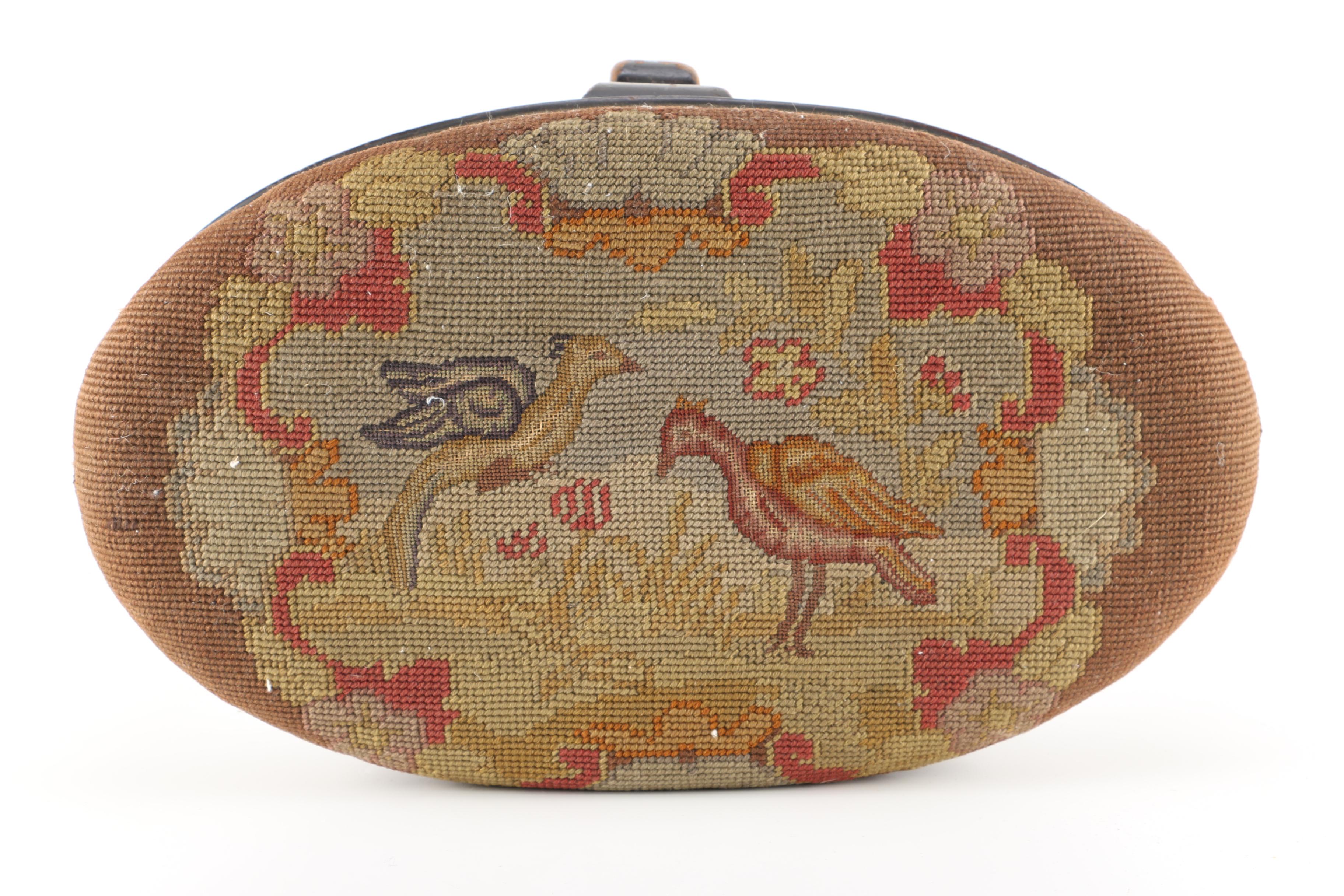 Antique Needlepoint Footstool