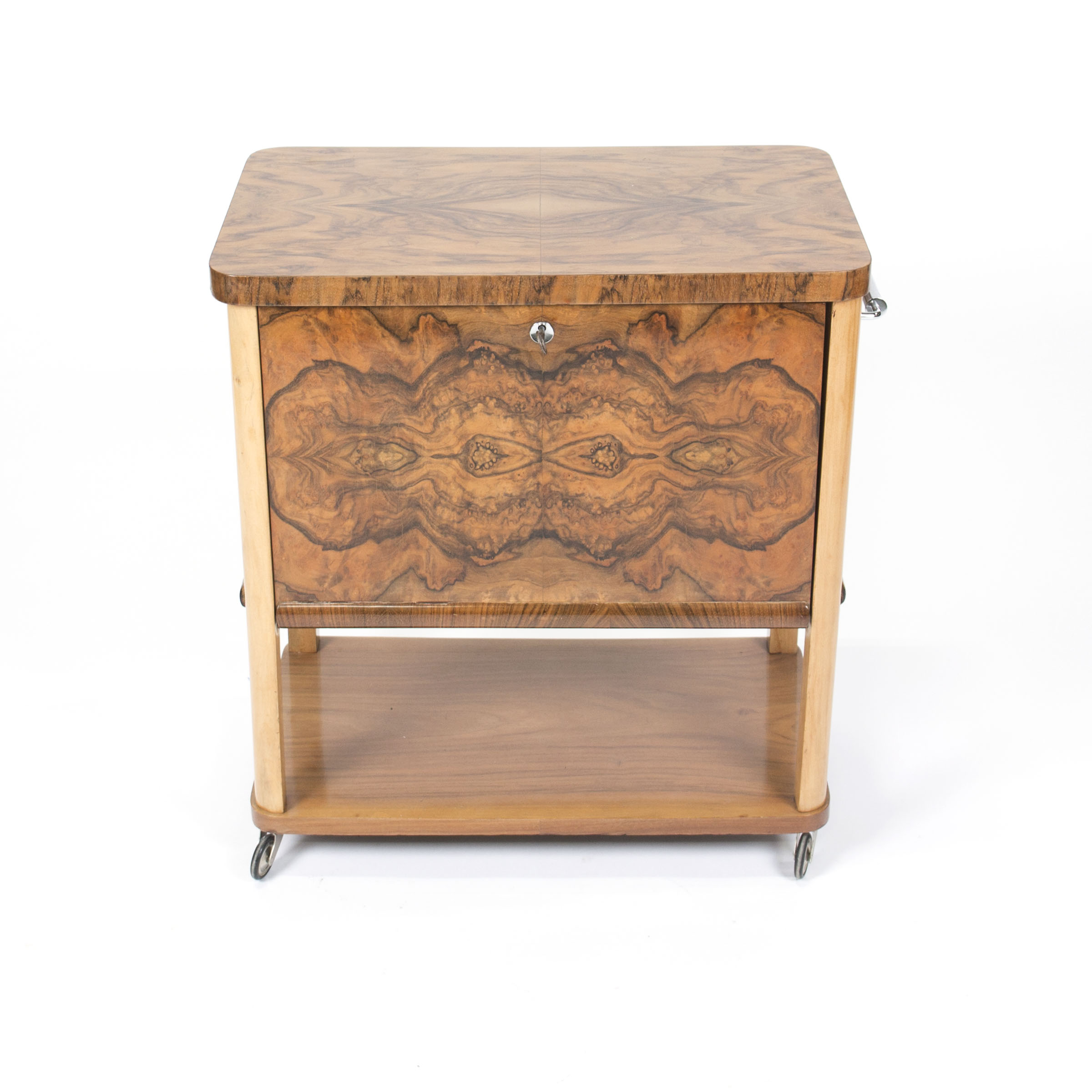 Art Deco Walnut Burl Liquor Cabinet