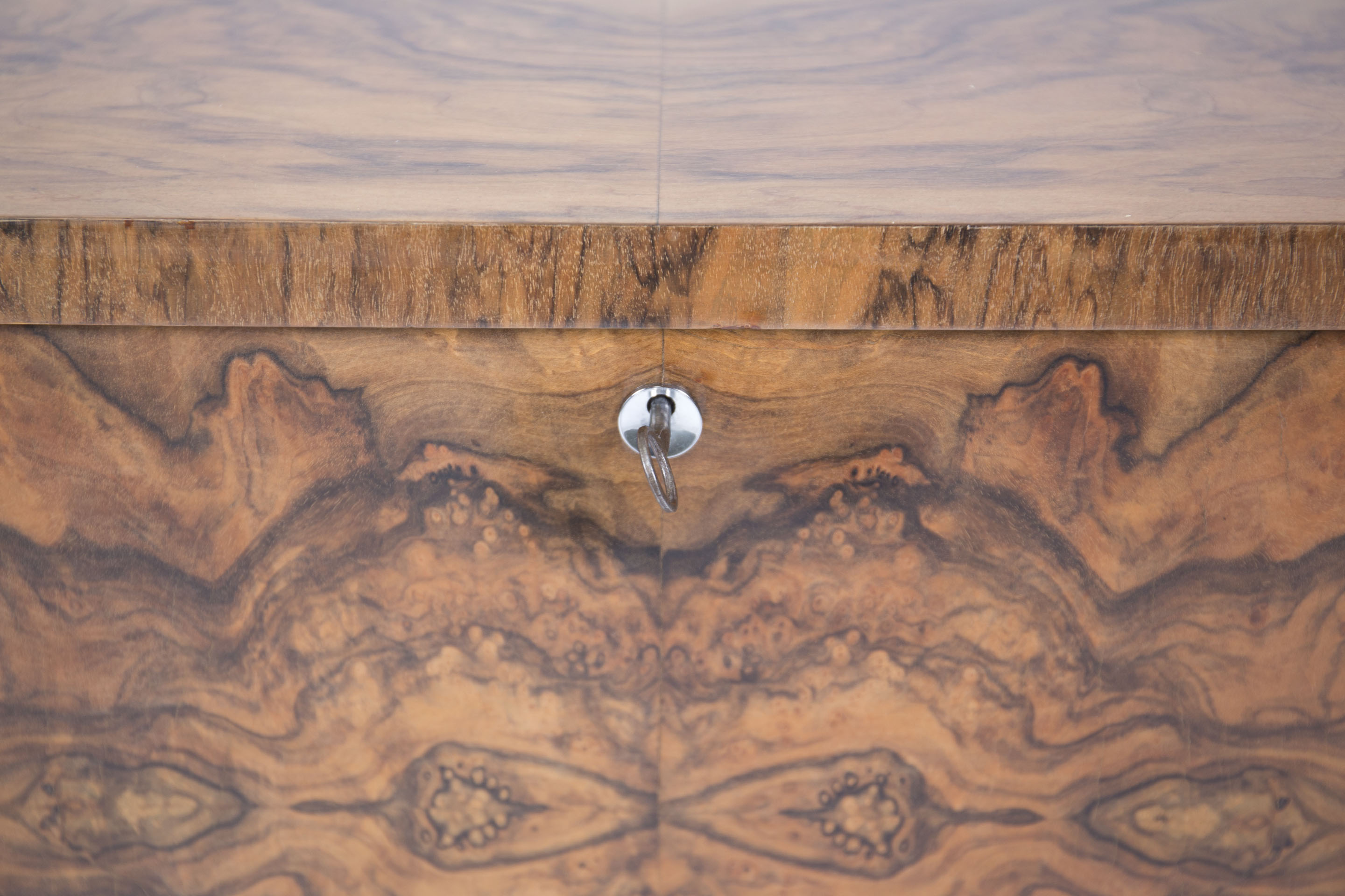 Art Deco Walnut Burl Liquor Cabinet