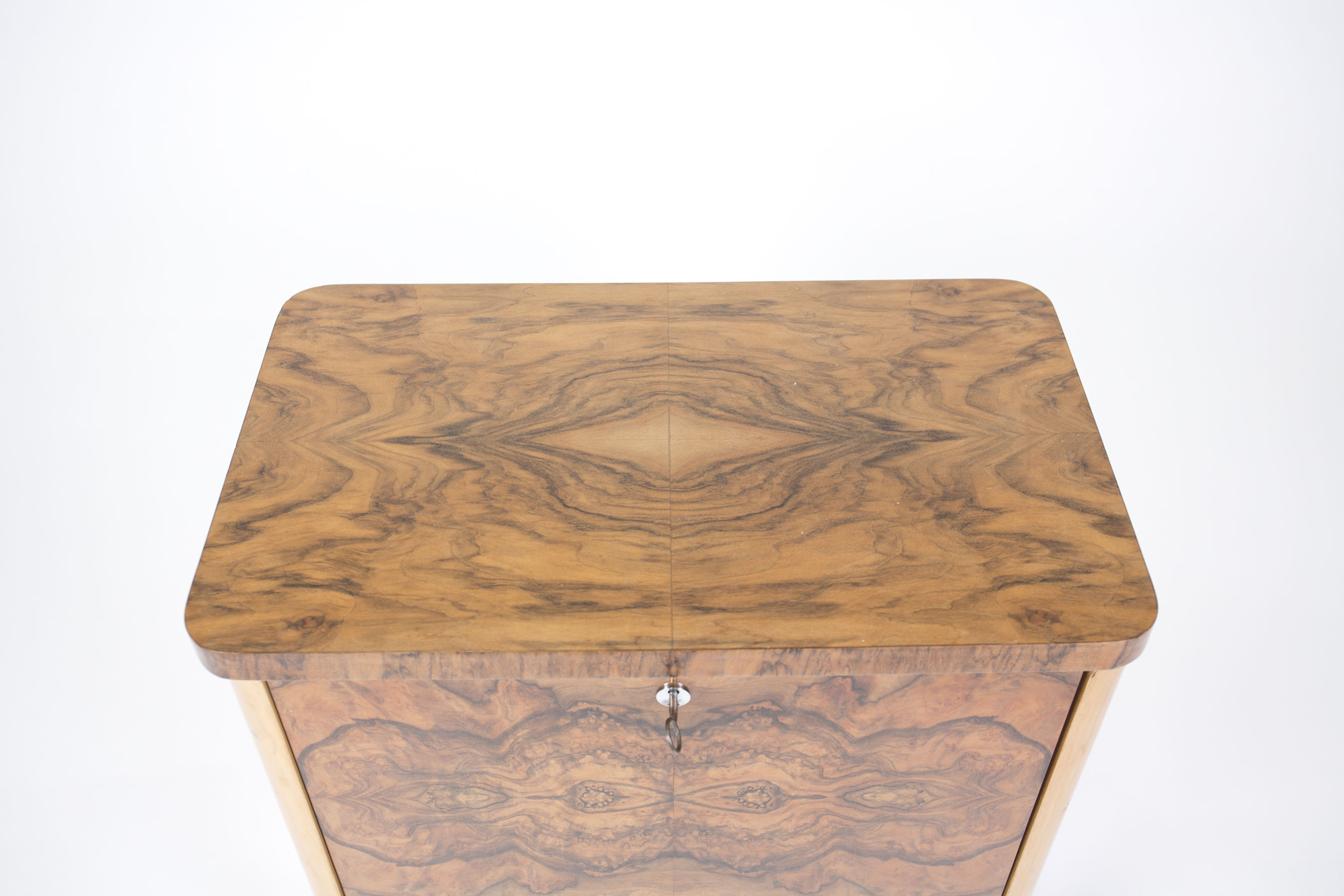 Art Deco Walnut Burl Liquor Cabinet