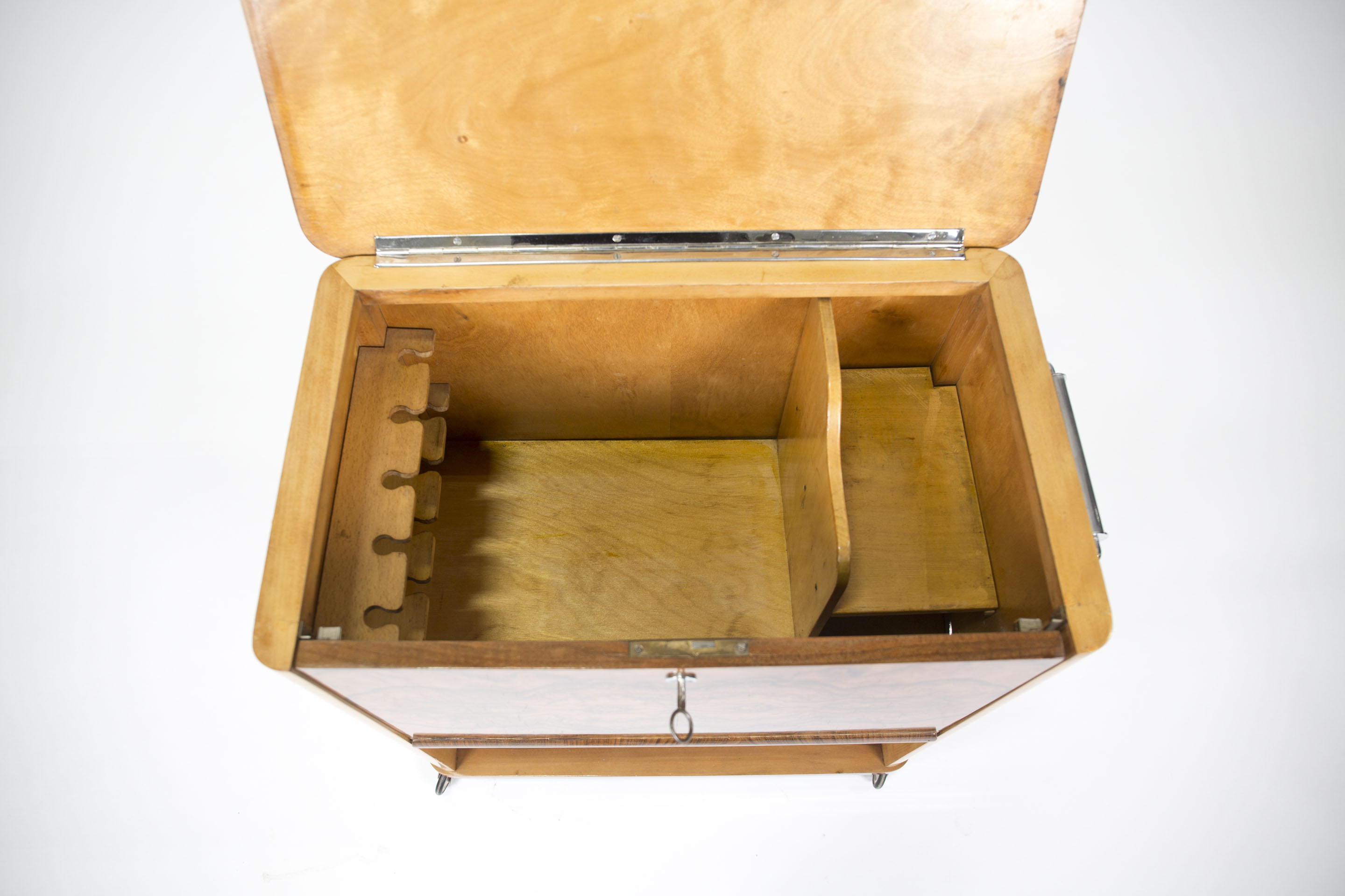 Art Deco Walnut Burl Liquor Cabinet