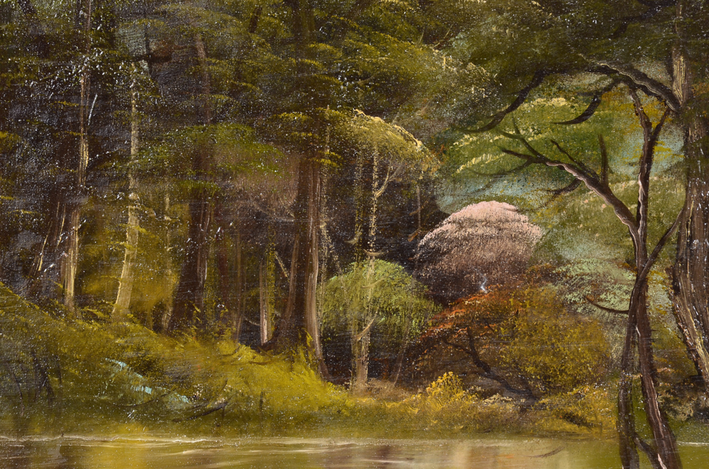 J. A. Leighner Antique Original Oil Landscape on Canvas