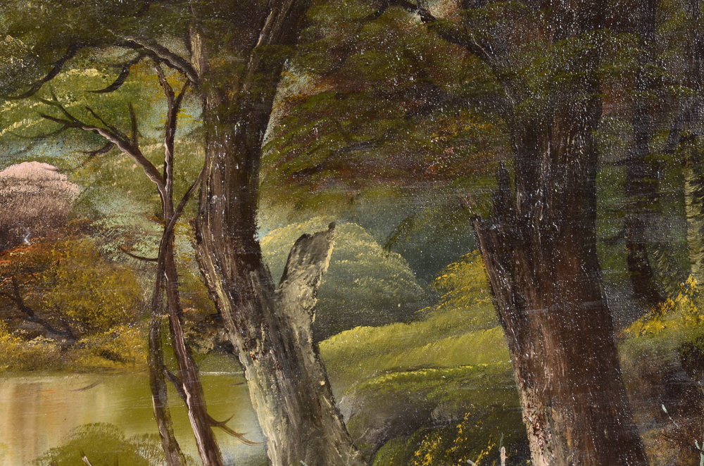 J. A. Leighner Antique Original Oil Landscape on Canvas