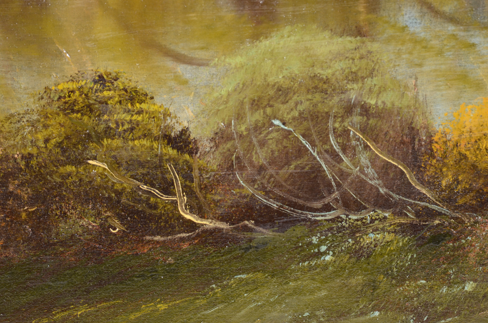 J. A. Leighner Antique Original Oil Landscape on Canvas