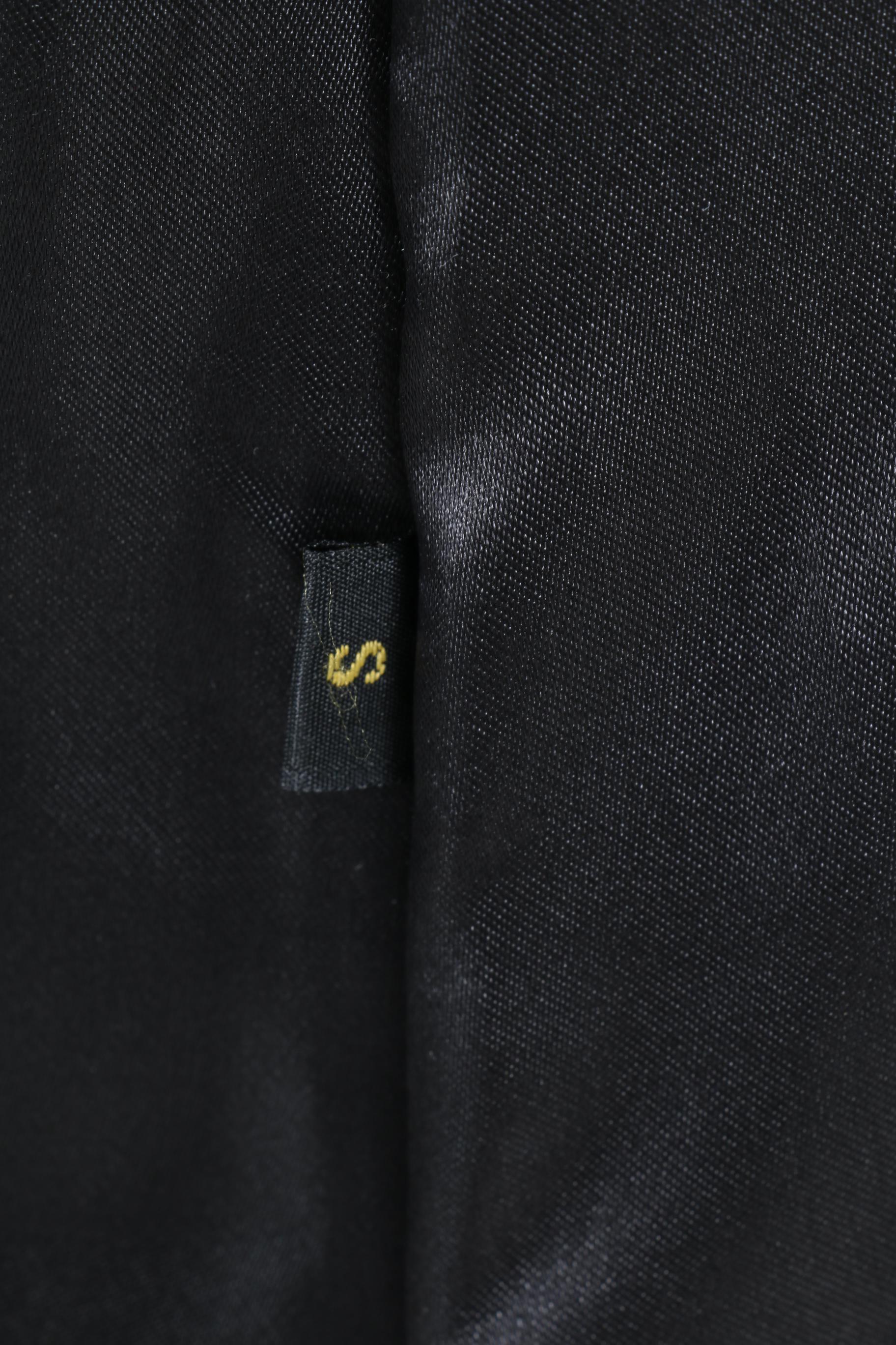 Chombert Black Leather and Mink Trim Coat