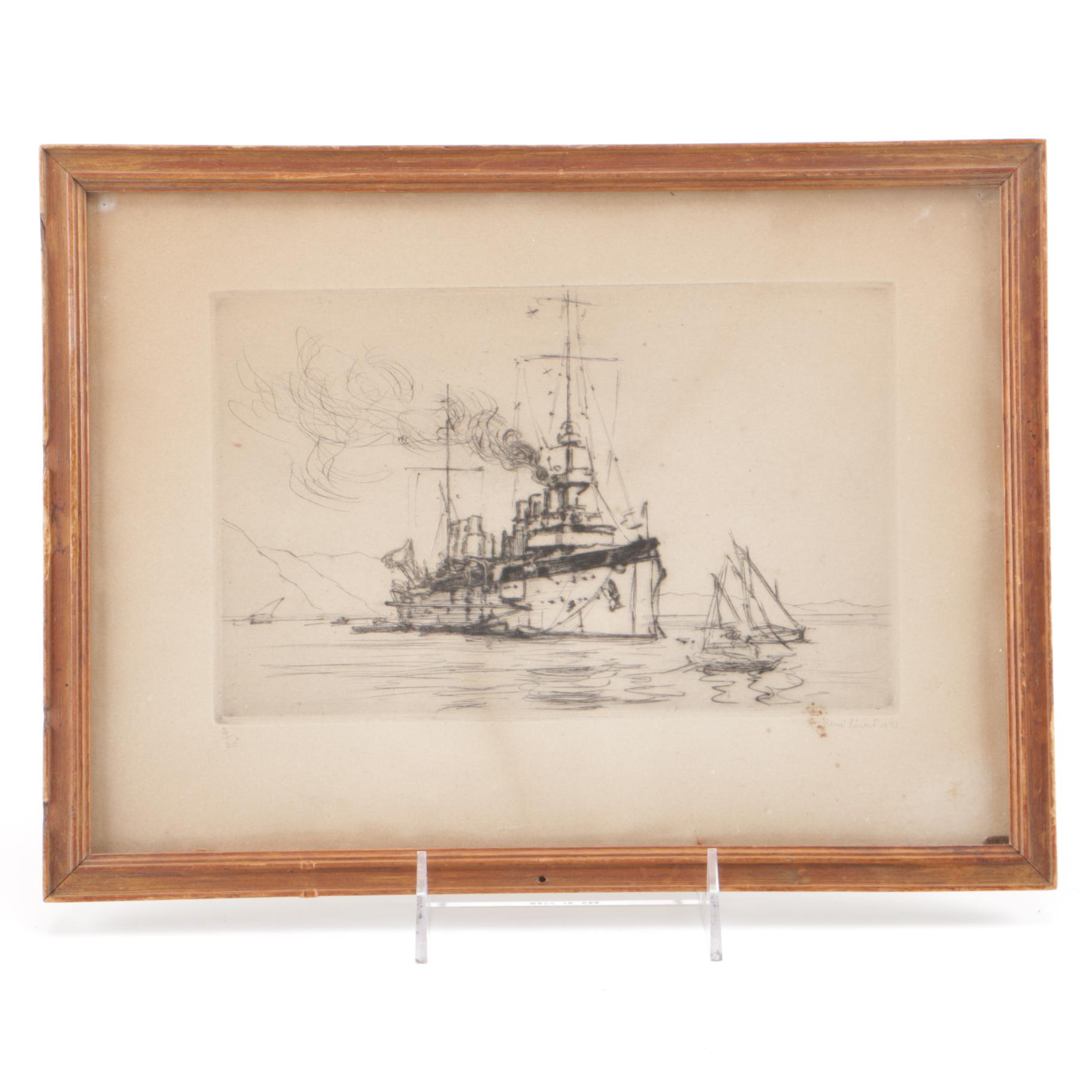 René Pinard 1921 Limited Edition Drypoint Etching