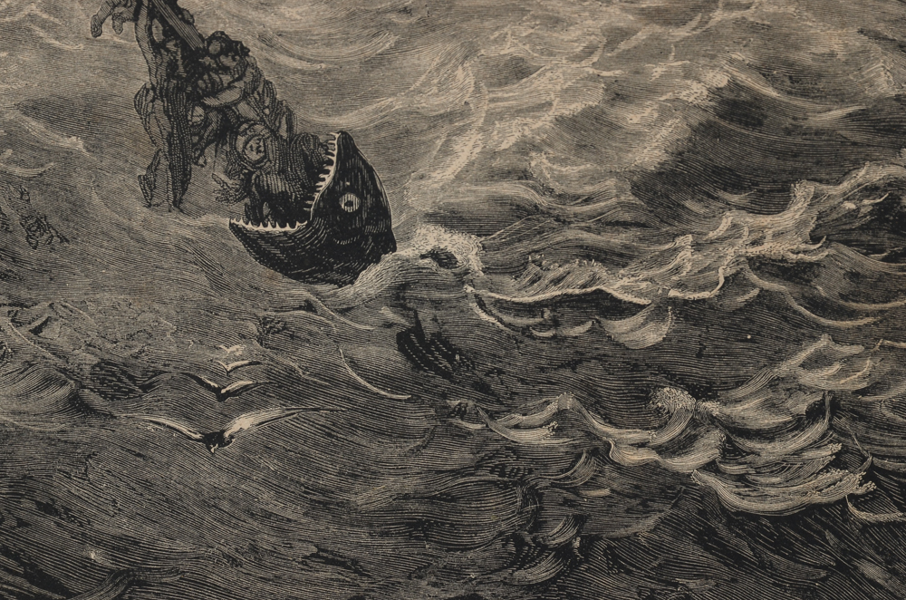 1866 Gustav Dore Wood Engraving from "The Legend of the Wandering Jew"