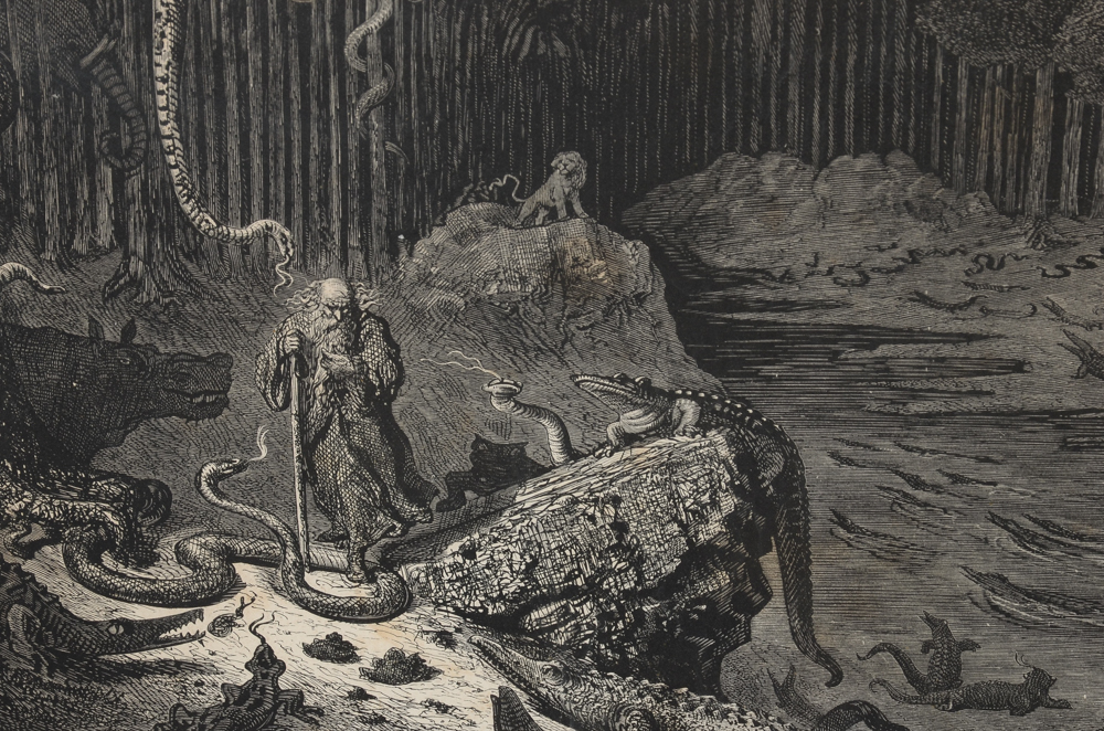 1866 Gustav Dore Wood Engraving from "The Legend of the Wandering Jew"