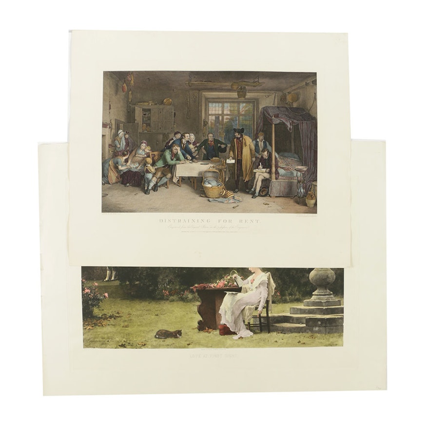 Pair of Reproduction Genre Scene Prints on Paper