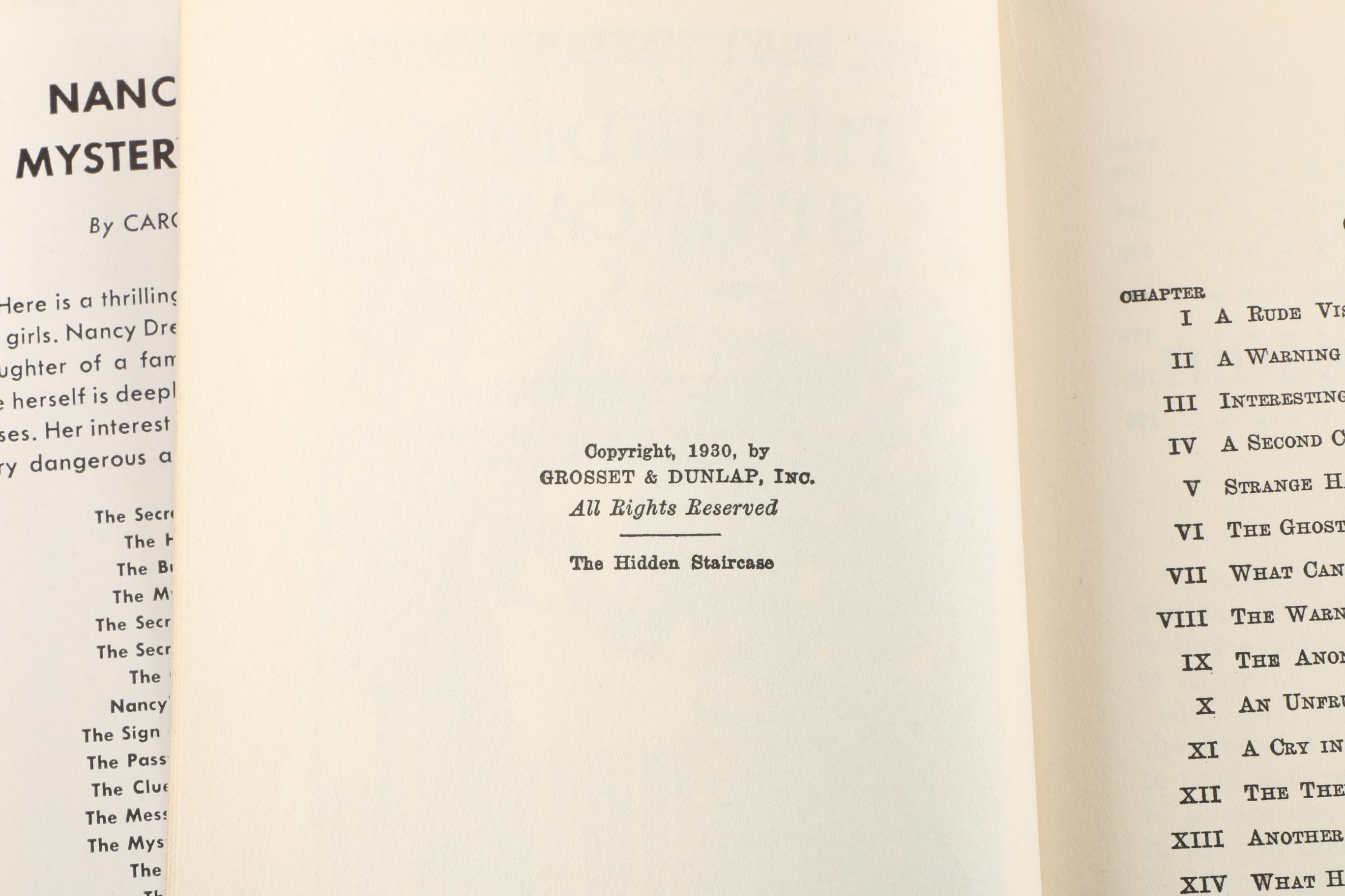1949 Nancy Drew Novel "The Hidden Staircase"