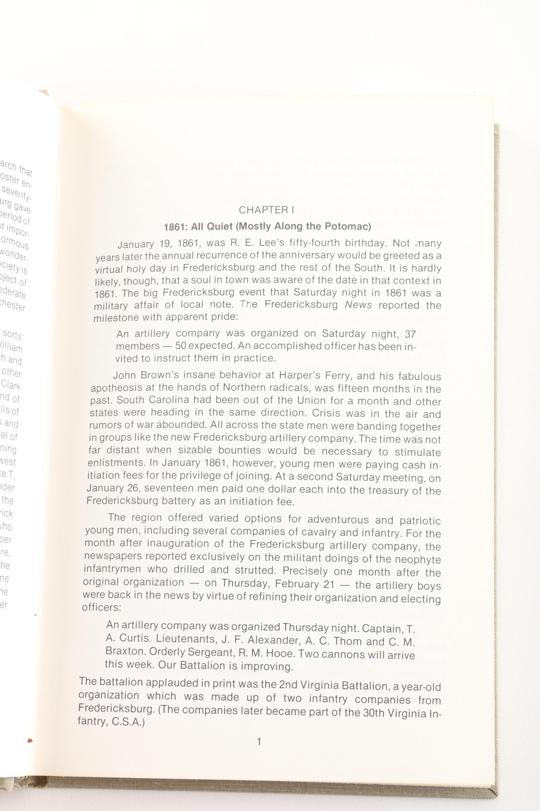 1986 Signed Limited First Edition of "The Fredericksburg Artillery" by Robert Krick