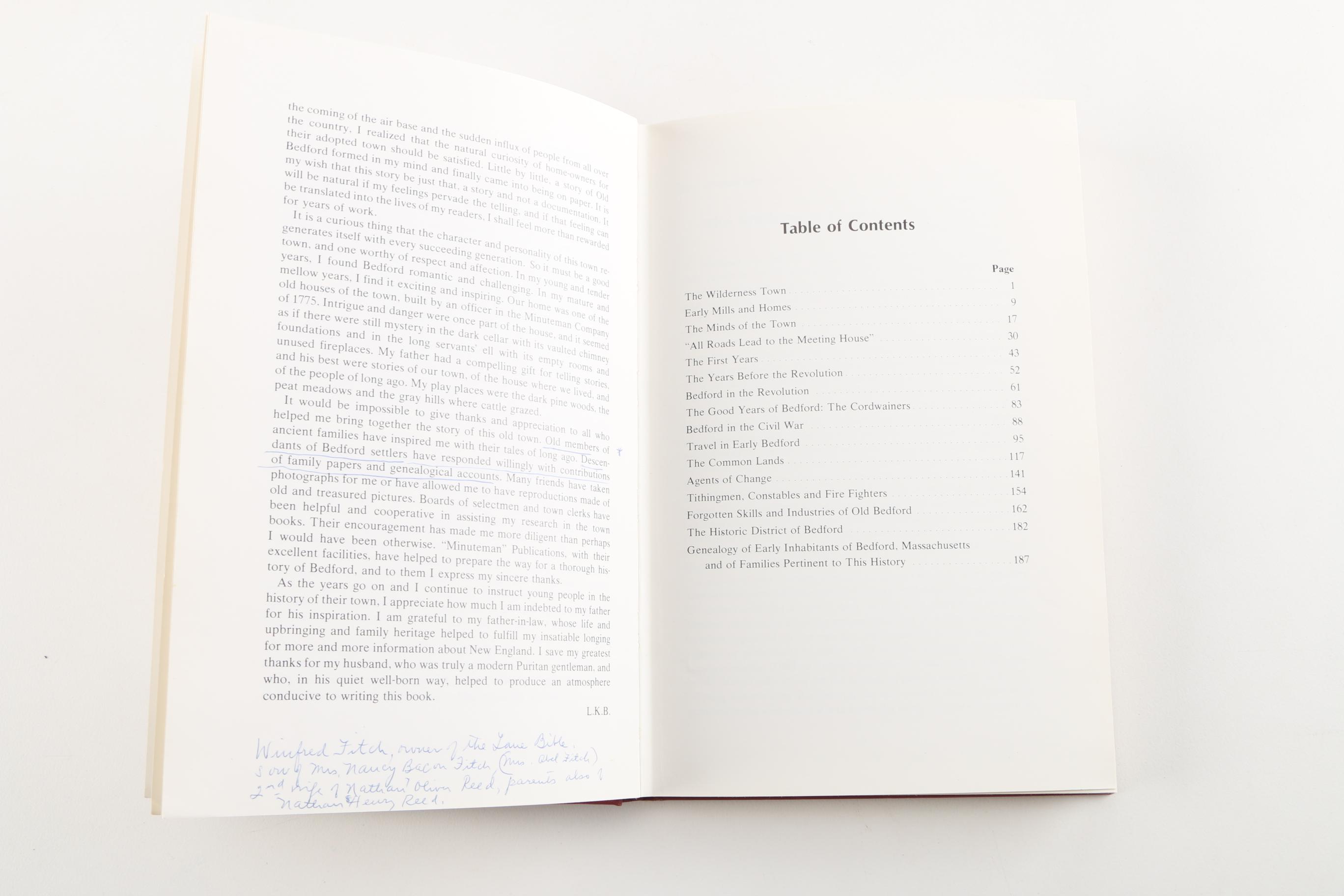 1968 First Edition Signed "Wilderness Town, The Story of Bedford, Massachusetts" by Louise K. Brown