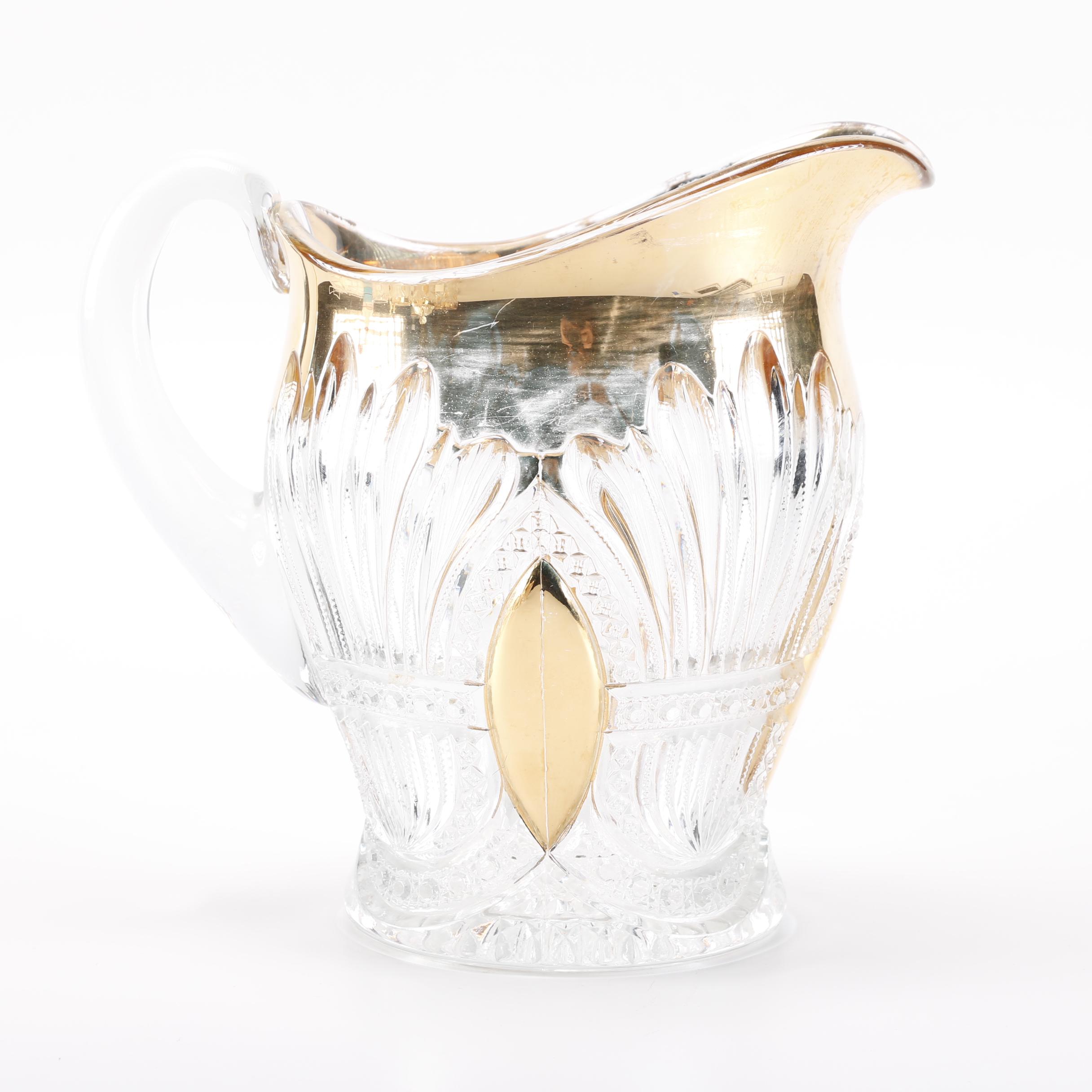 Vintage Heisy Gold Trimmed "Prince Of Wales Plumes" Glassware Set