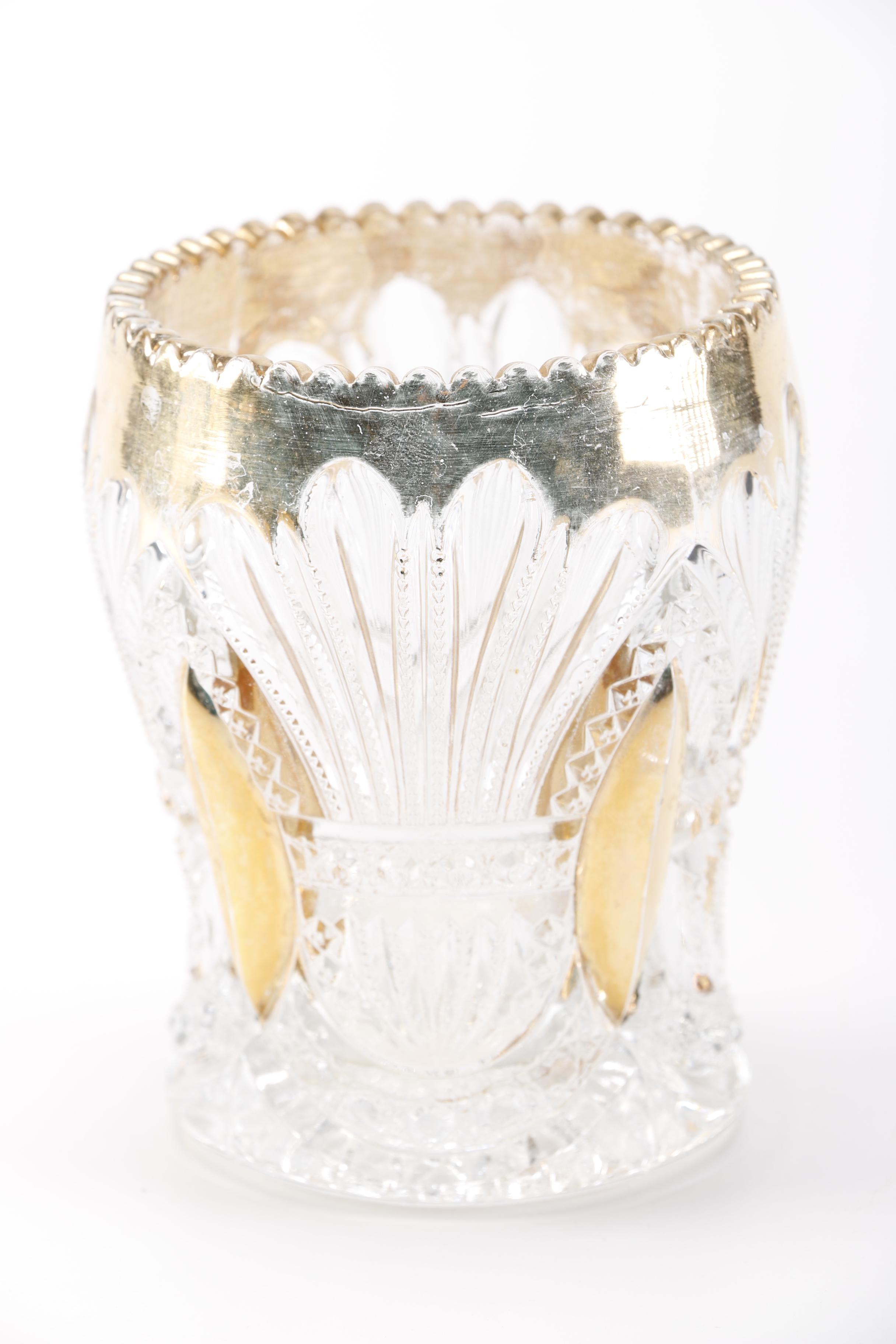 Vintage Heisy Gold Trimmed "Prince Of Wales Plumes" Glassware Set