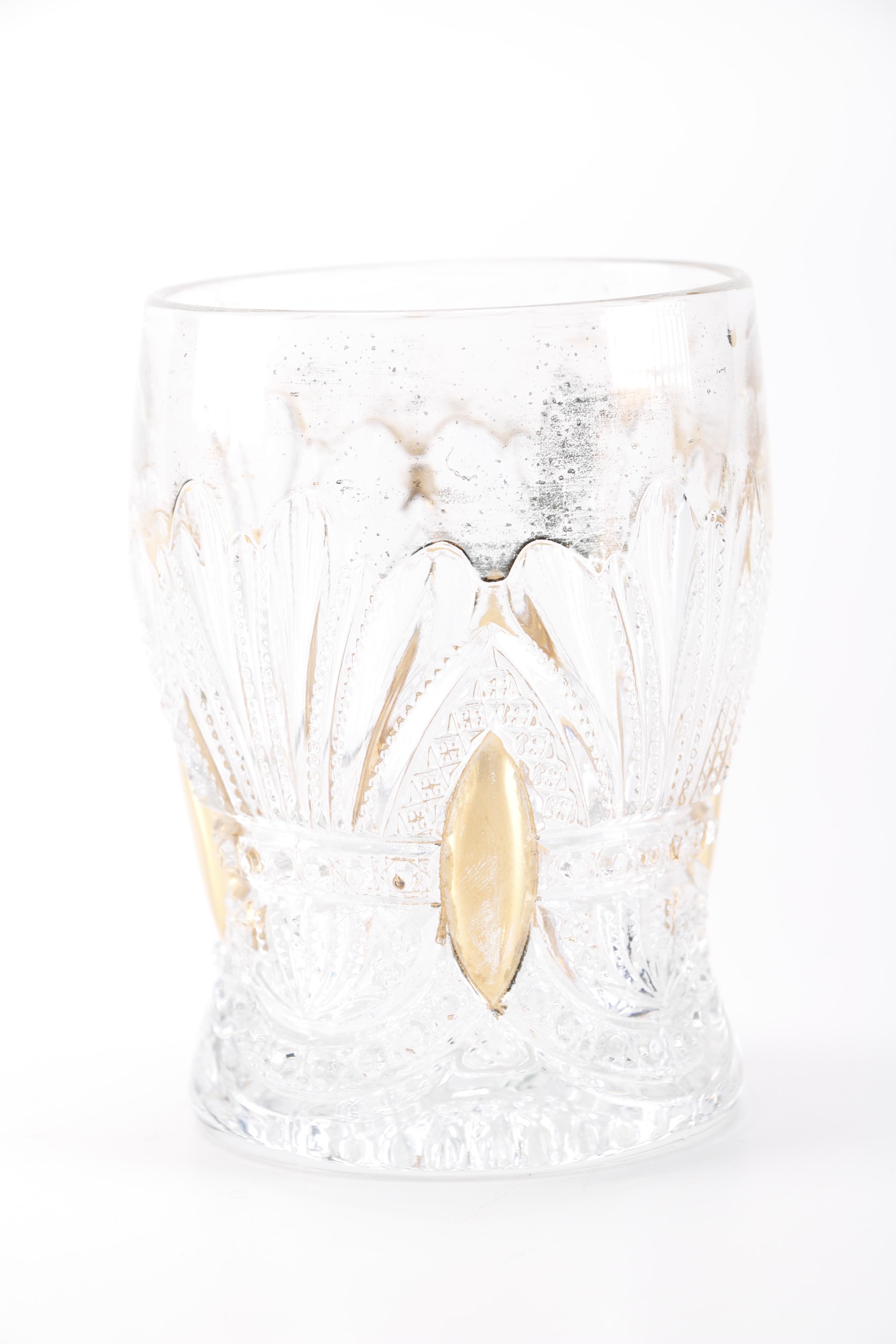 Vintage Heisy Gold Trimmed "Prince Of Wales Plumes" Glassware Set