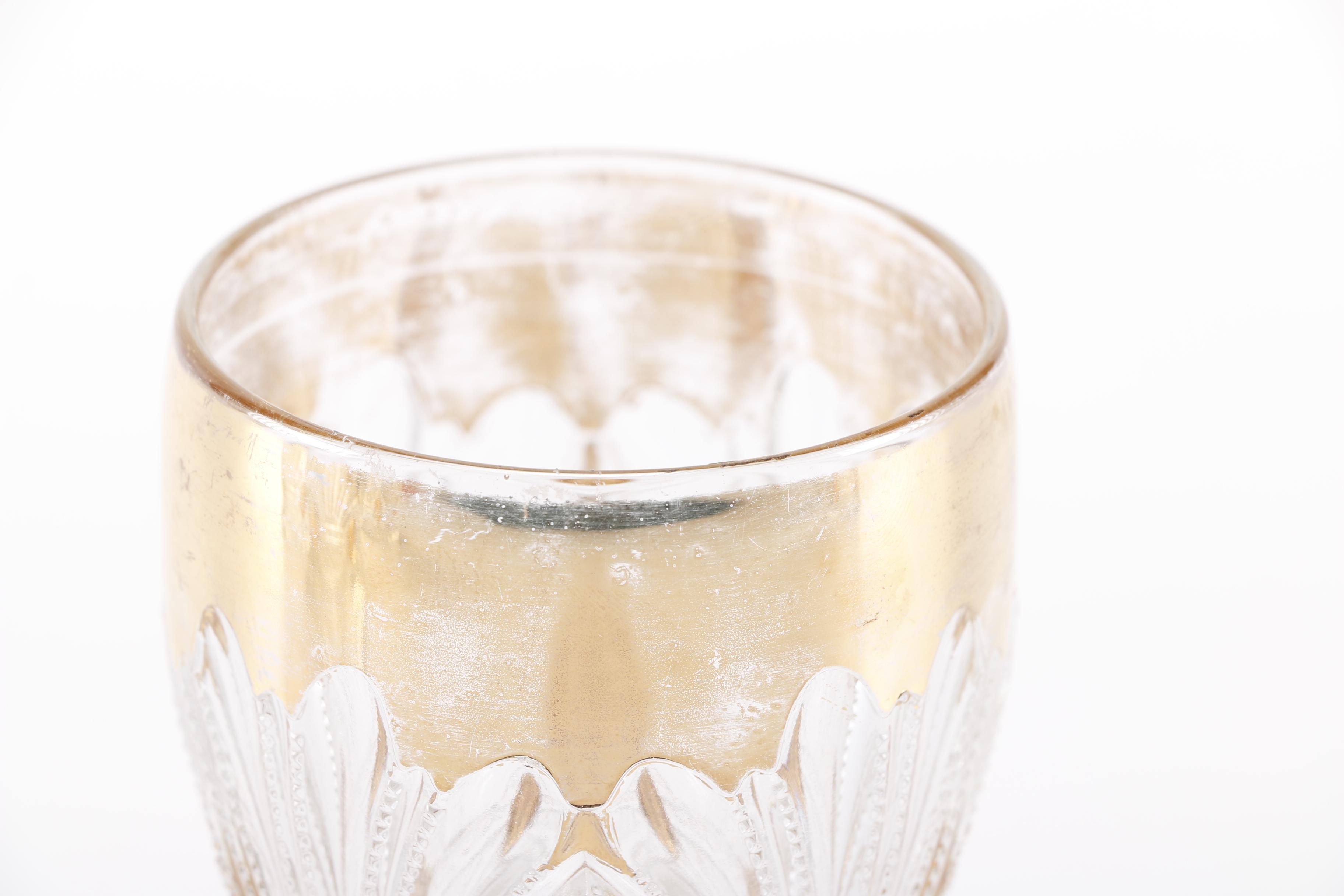 Vintage Heisy Gold Trimmed "Prince Of Wales Plumes" Glassware Set