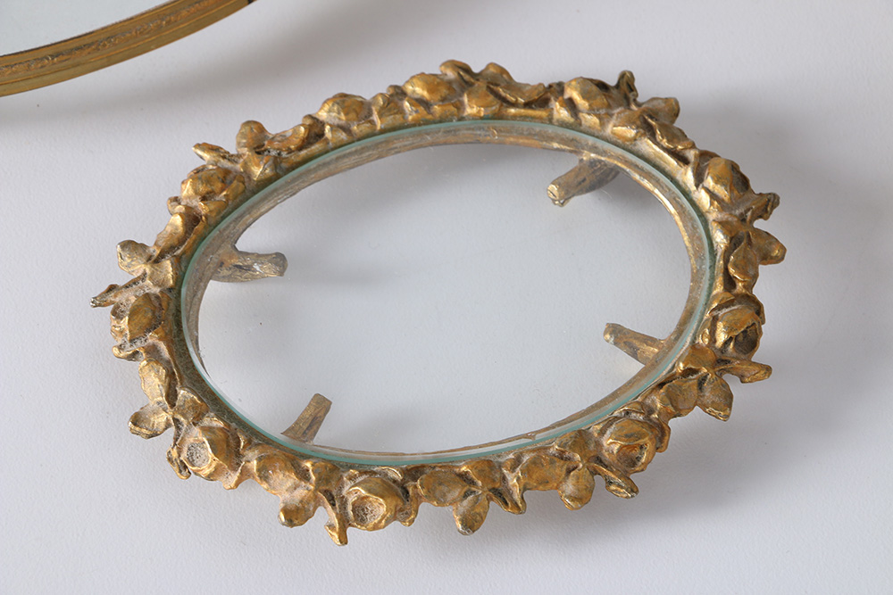 Ornate Art Glass Perfume Bottles with Vanity Trays