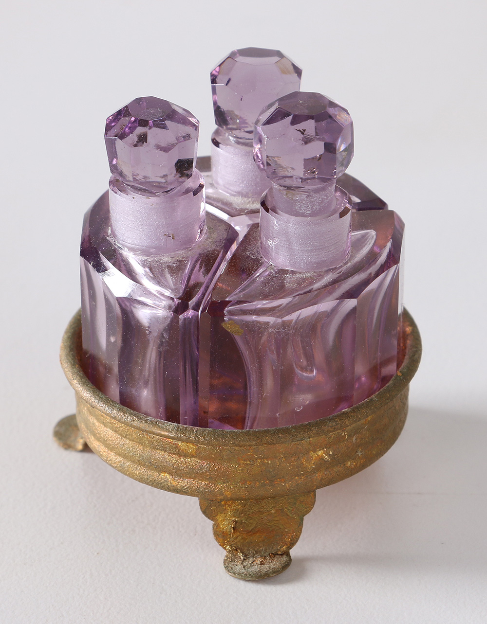 Ornate Art Glass Perfume Bottles with Vanity Trays