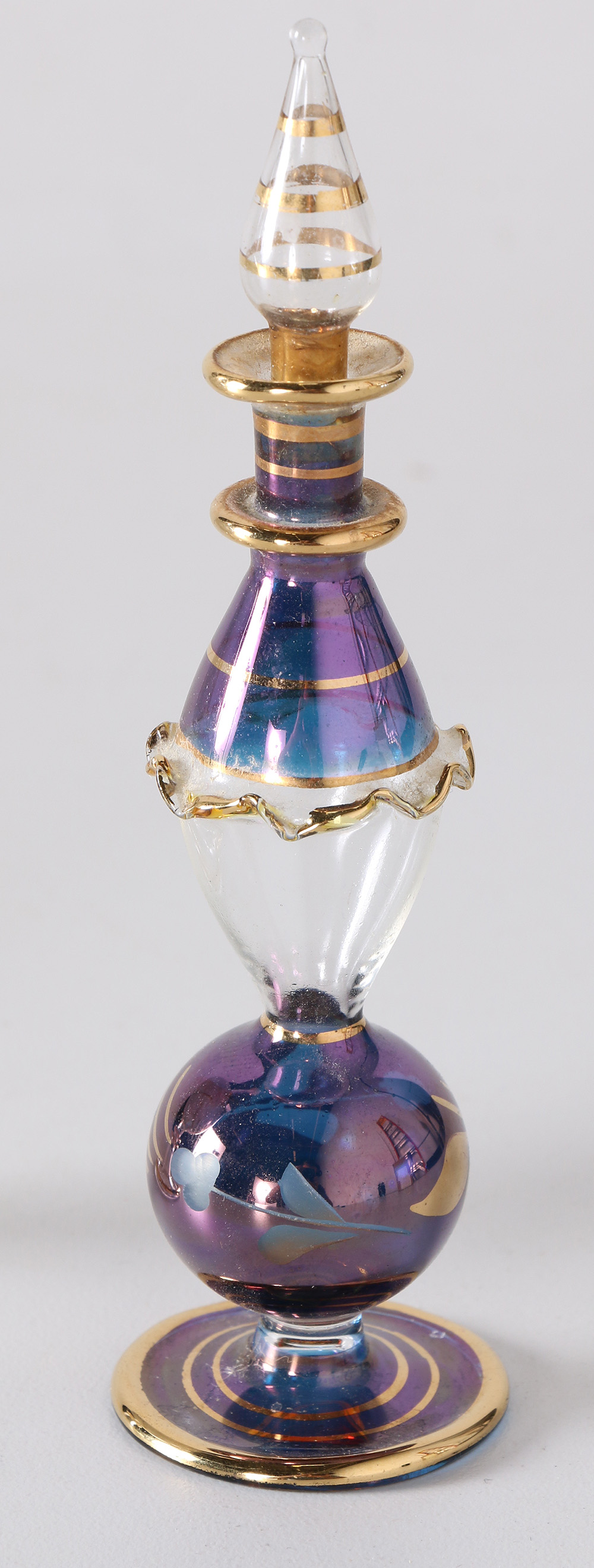 Ornate Art Glass Perfume Bottles with Vanity Trays