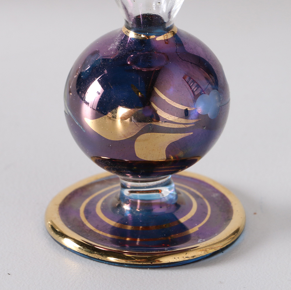 Ornate Art Glass Perfume Bottles with Vanity Trays