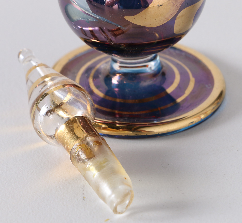 Ornate Art Glass Perfume Bottles with Vanity Trays