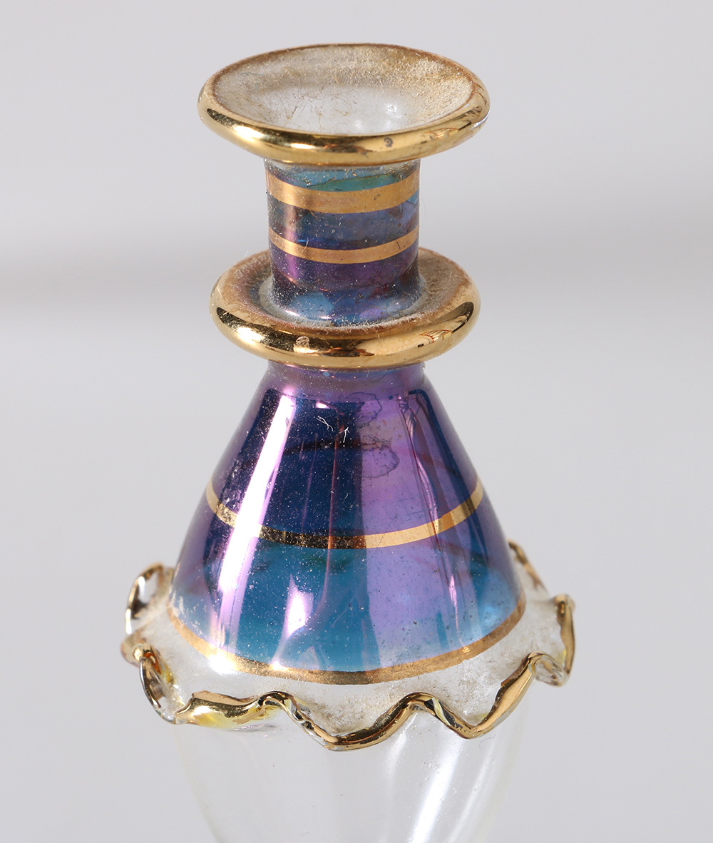 Ornate Art Glass Perfume Bottles with Vanity Trays